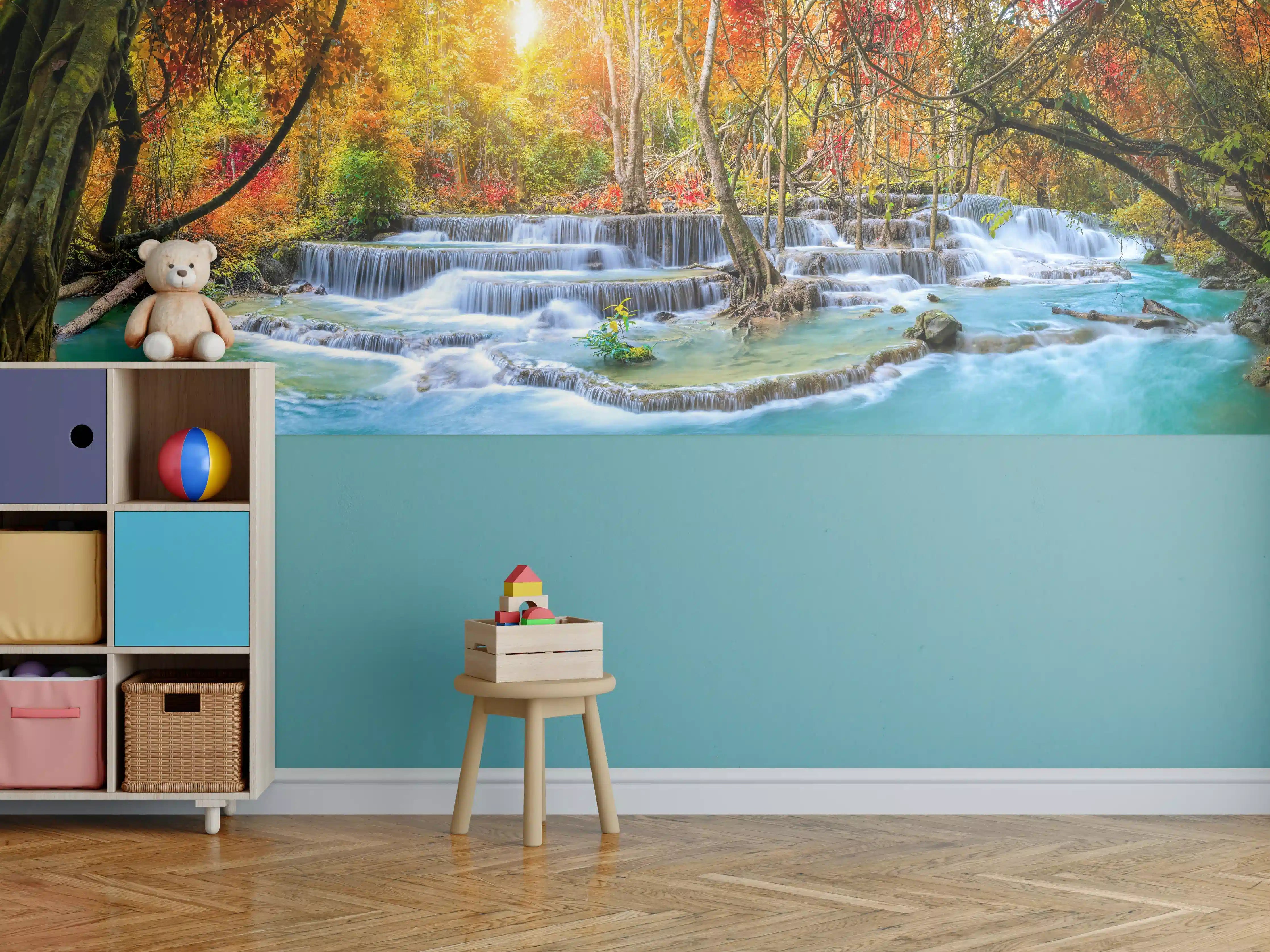 Kinderzimmer Wandgestaltung - Wasserfall im Wald Thailand Nationalparks