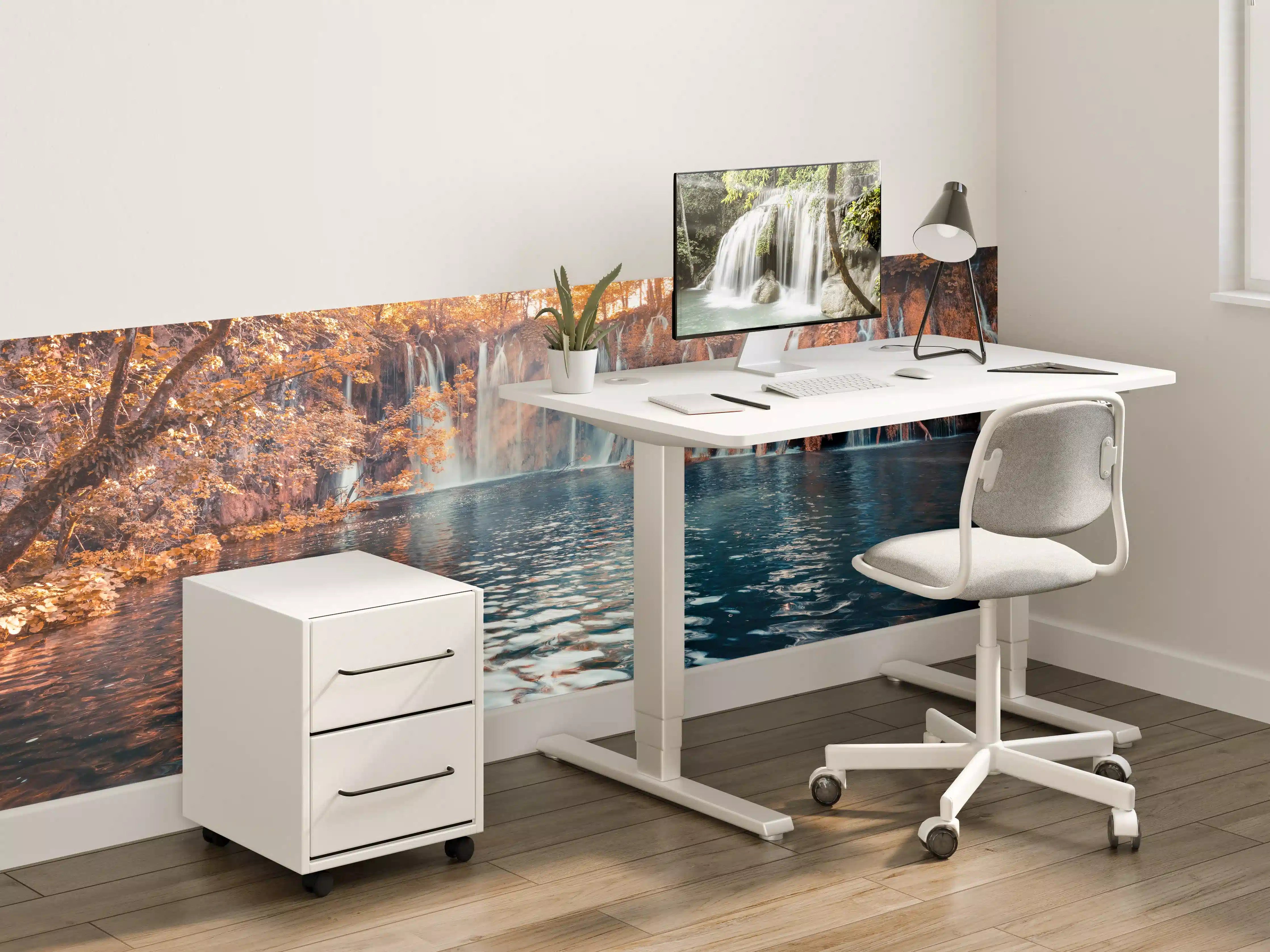 Kinderzimmer Wandgestaltung - Wasserfall in Plitvice Nation bei Sonnenaufgang