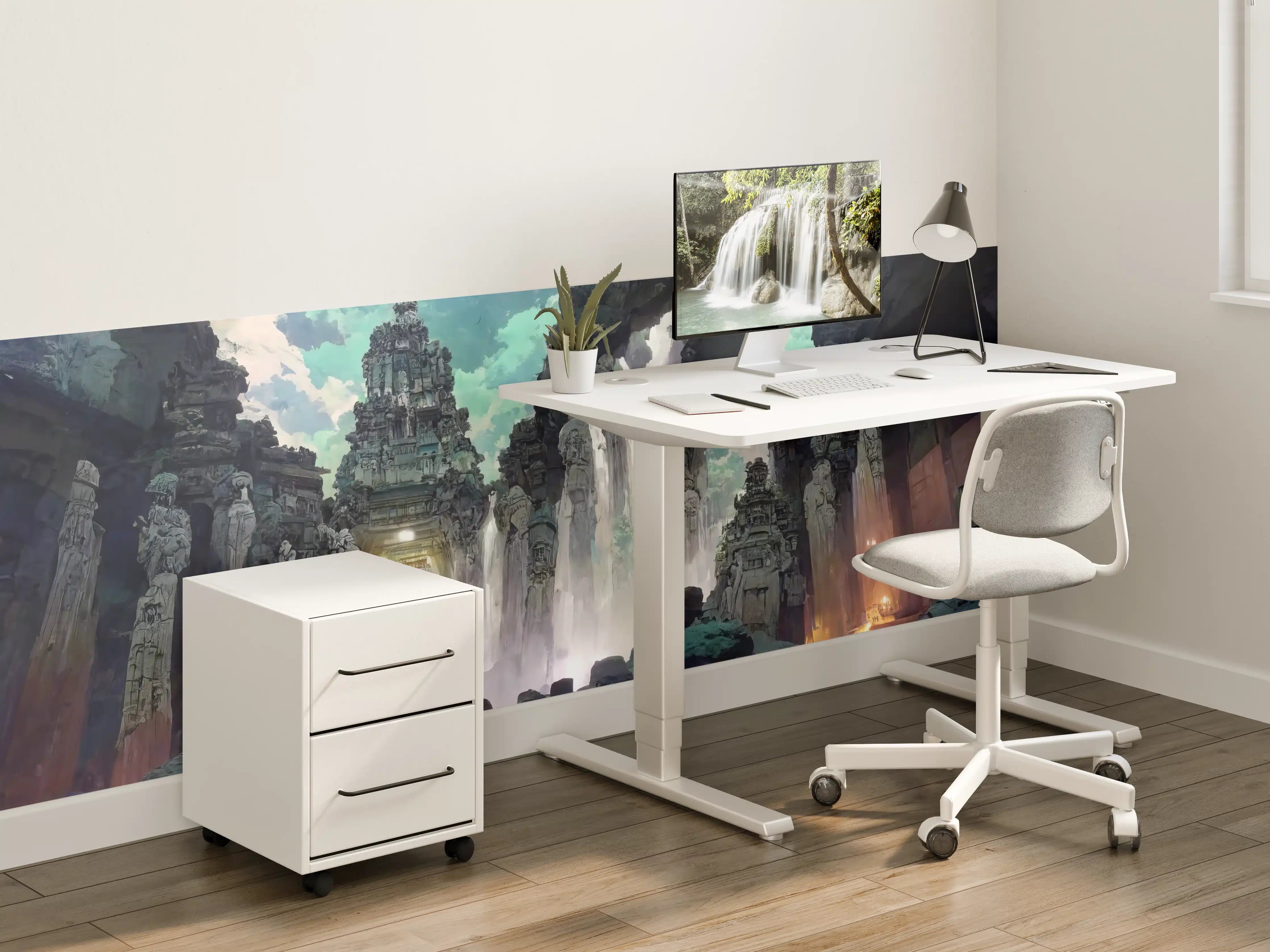 Kinderzimmer Wandgestaltung - Wasserfall in einer Höhle - Zeichnung