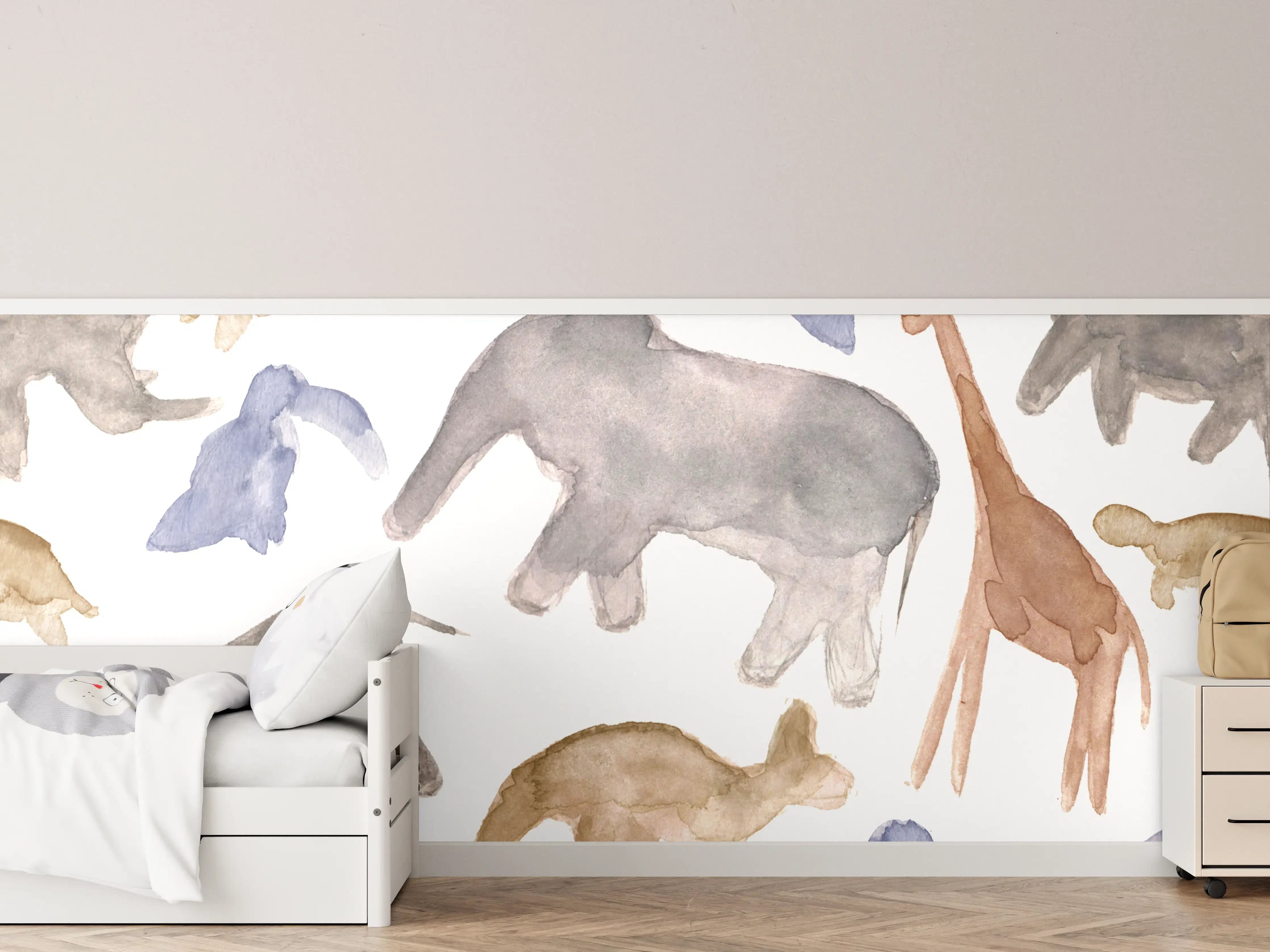 Kinderzimmer Wandgestaltung - Wasserfarbige Tierillustration
