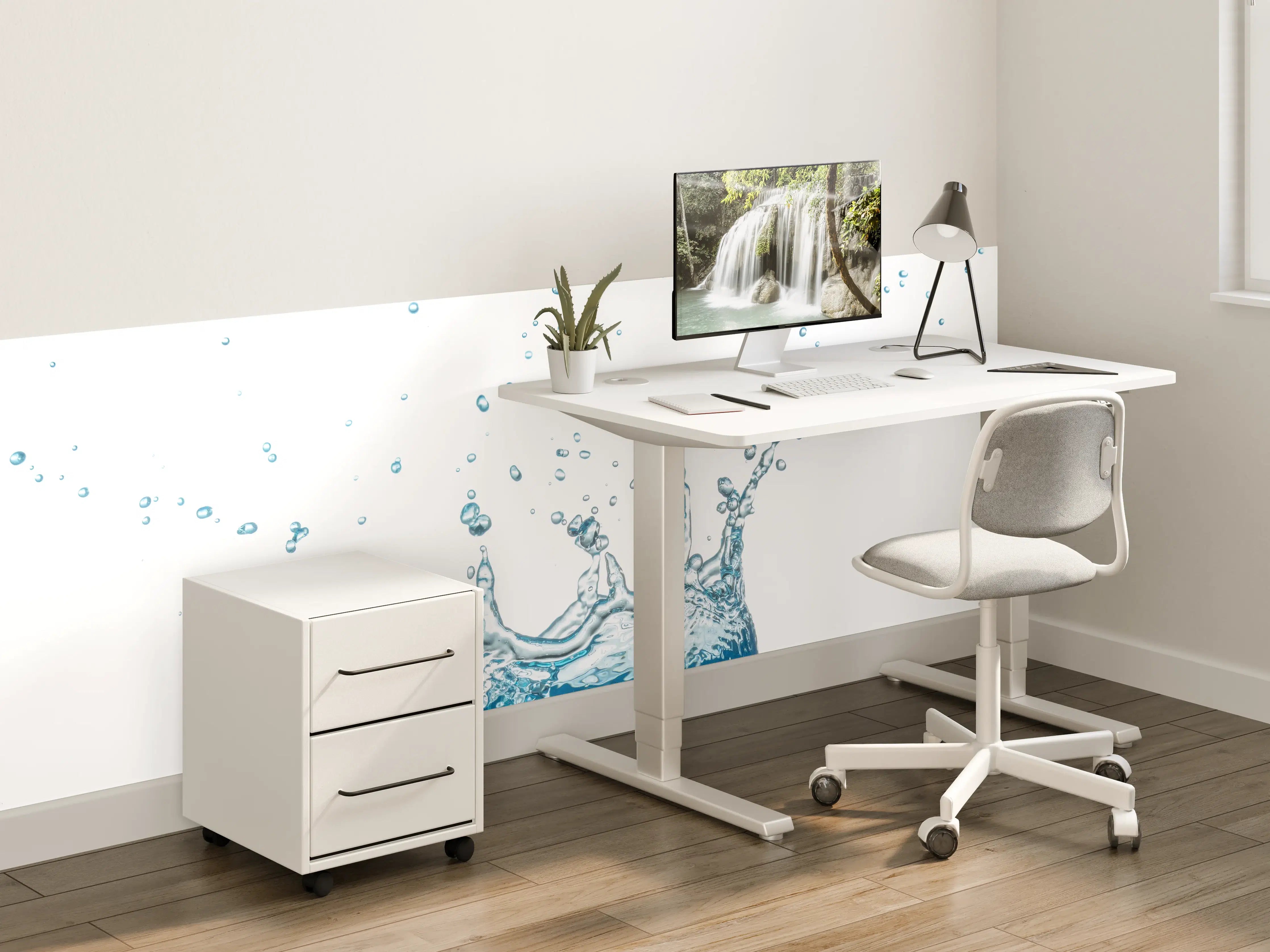 Kinderzimmer Wandgestaltung - Wassersplash in Blau und Weiß
