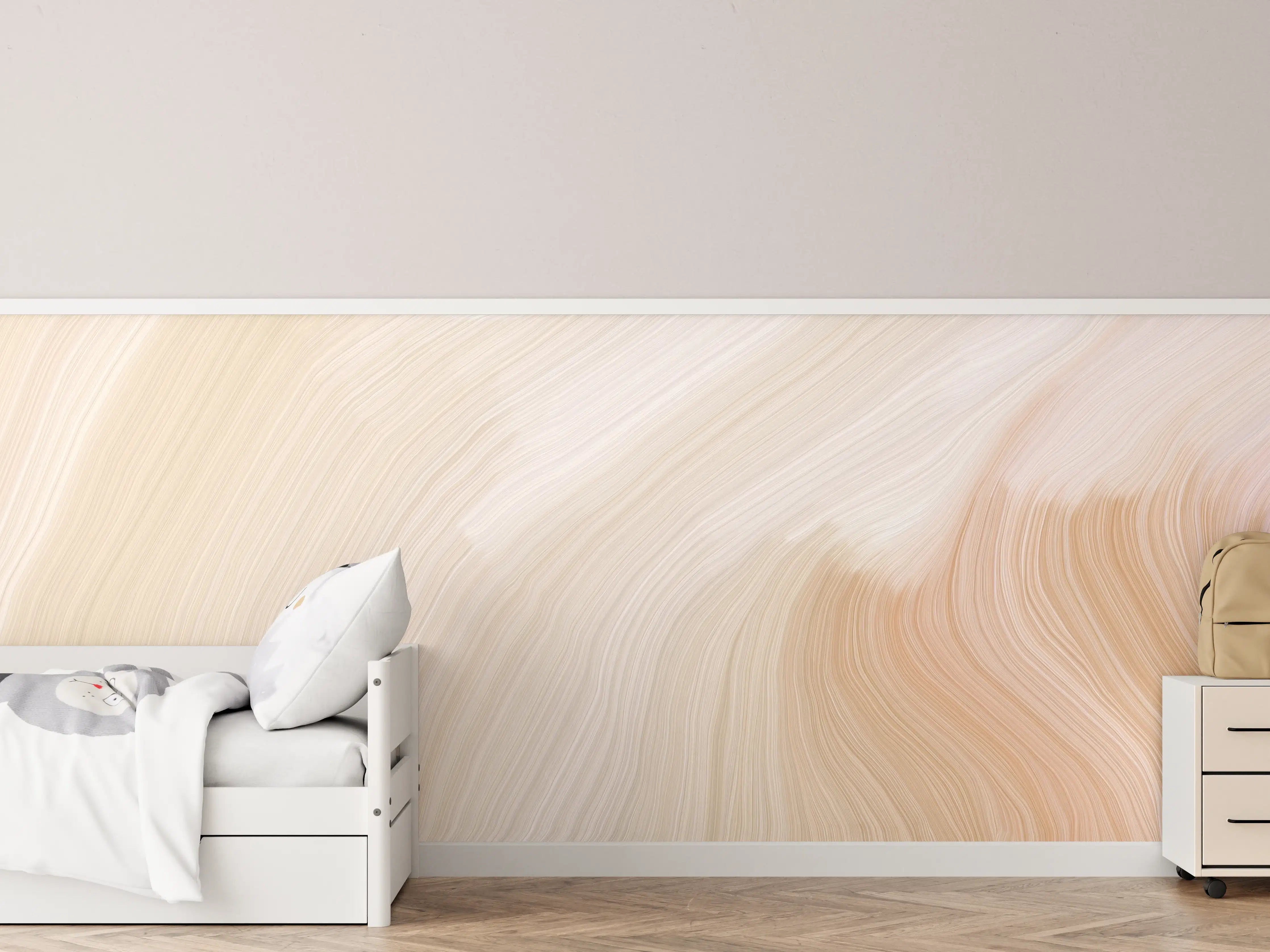 Kinderzimmer Wandgestaltung - Weiche Beigetöne mit sanftem Schwung