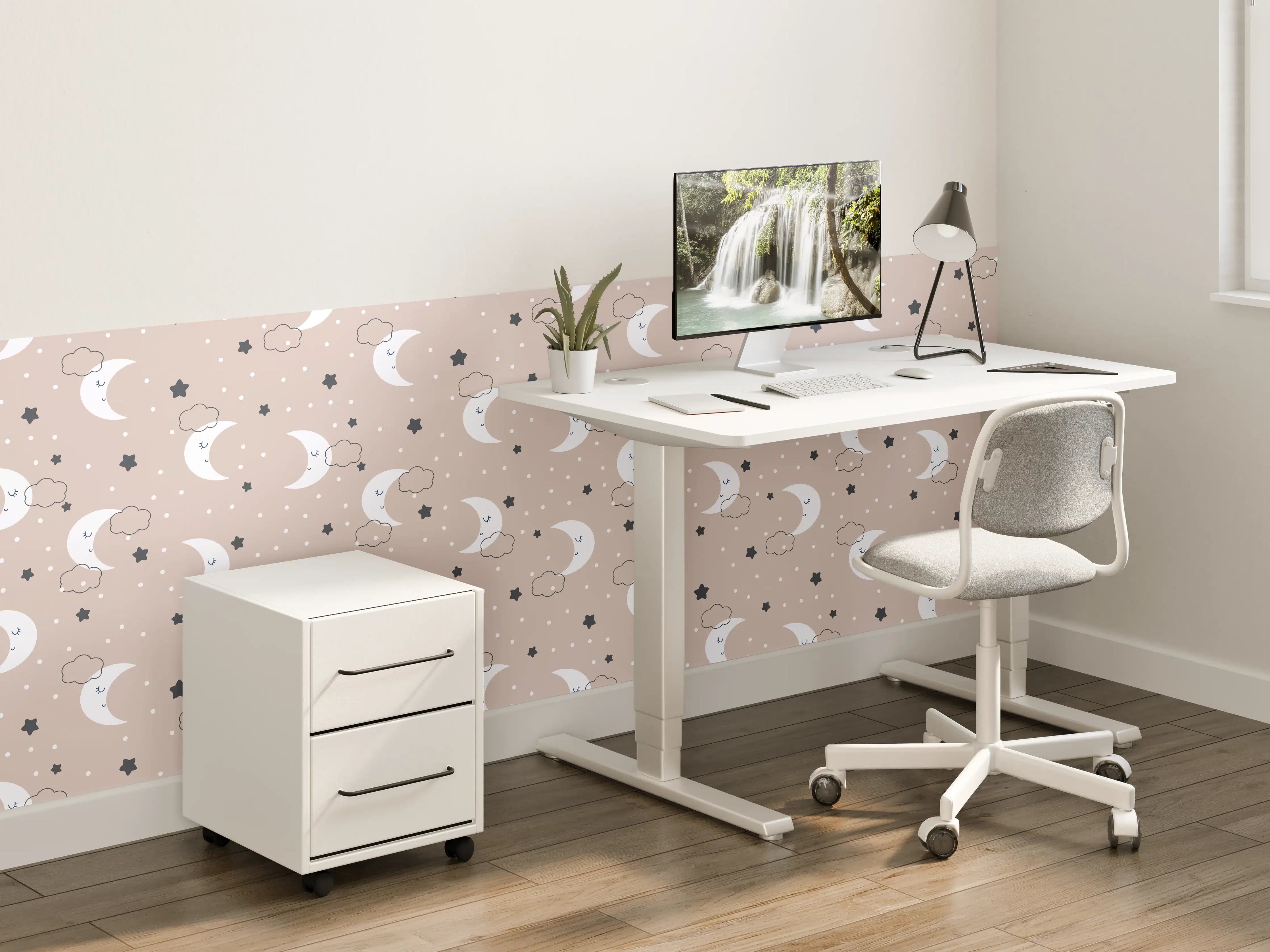 Kinderzimmer Wandgestaltung - Weiche Himmel mit Mond und Wolken
