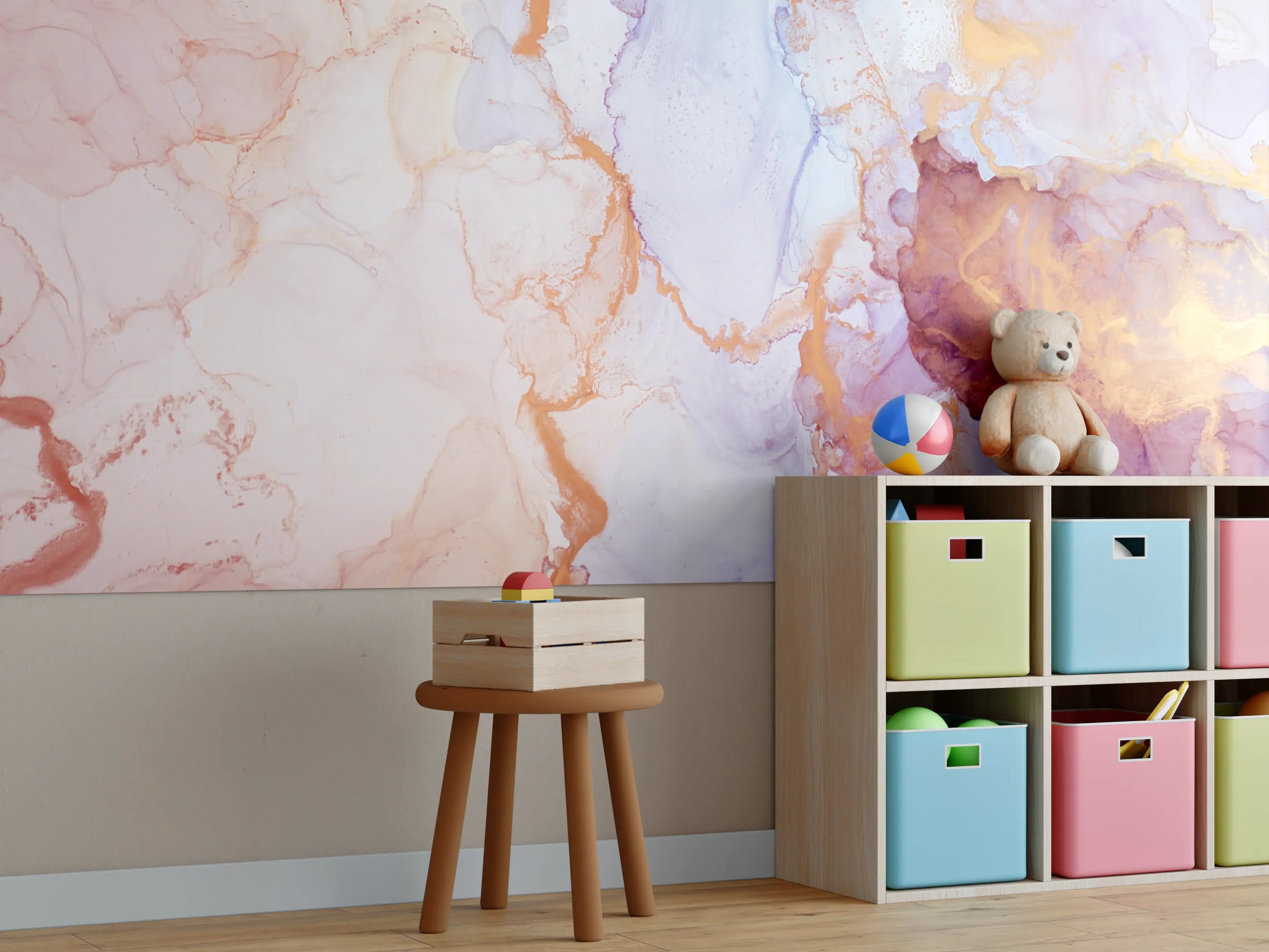 Kinderzimmer Wandgestaltung - Weiche Wasserfarben-Ästhetik in Pastell