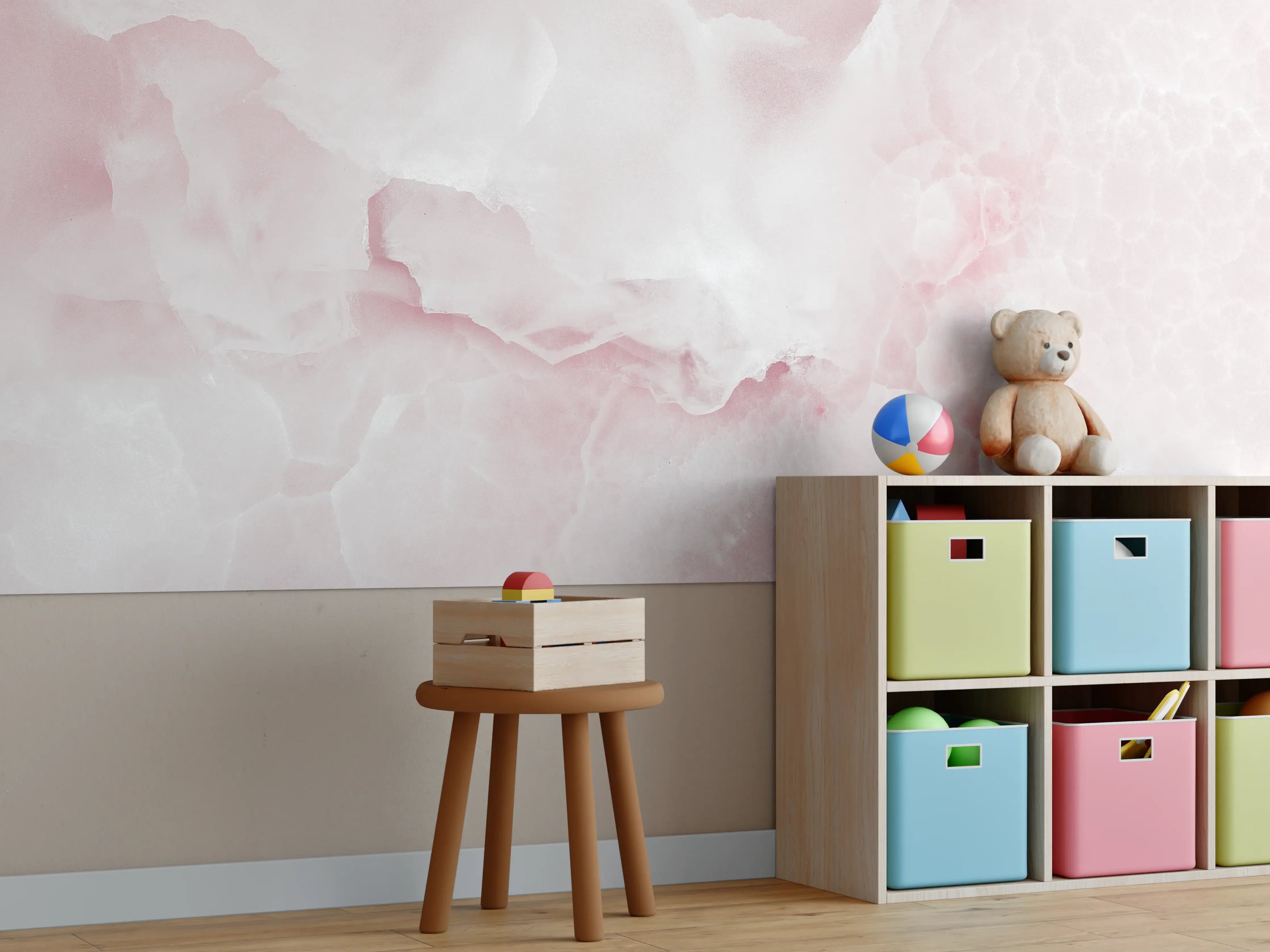 Kinderzimmer Wandgestaltung - Weiche rosa Marmorstruktur