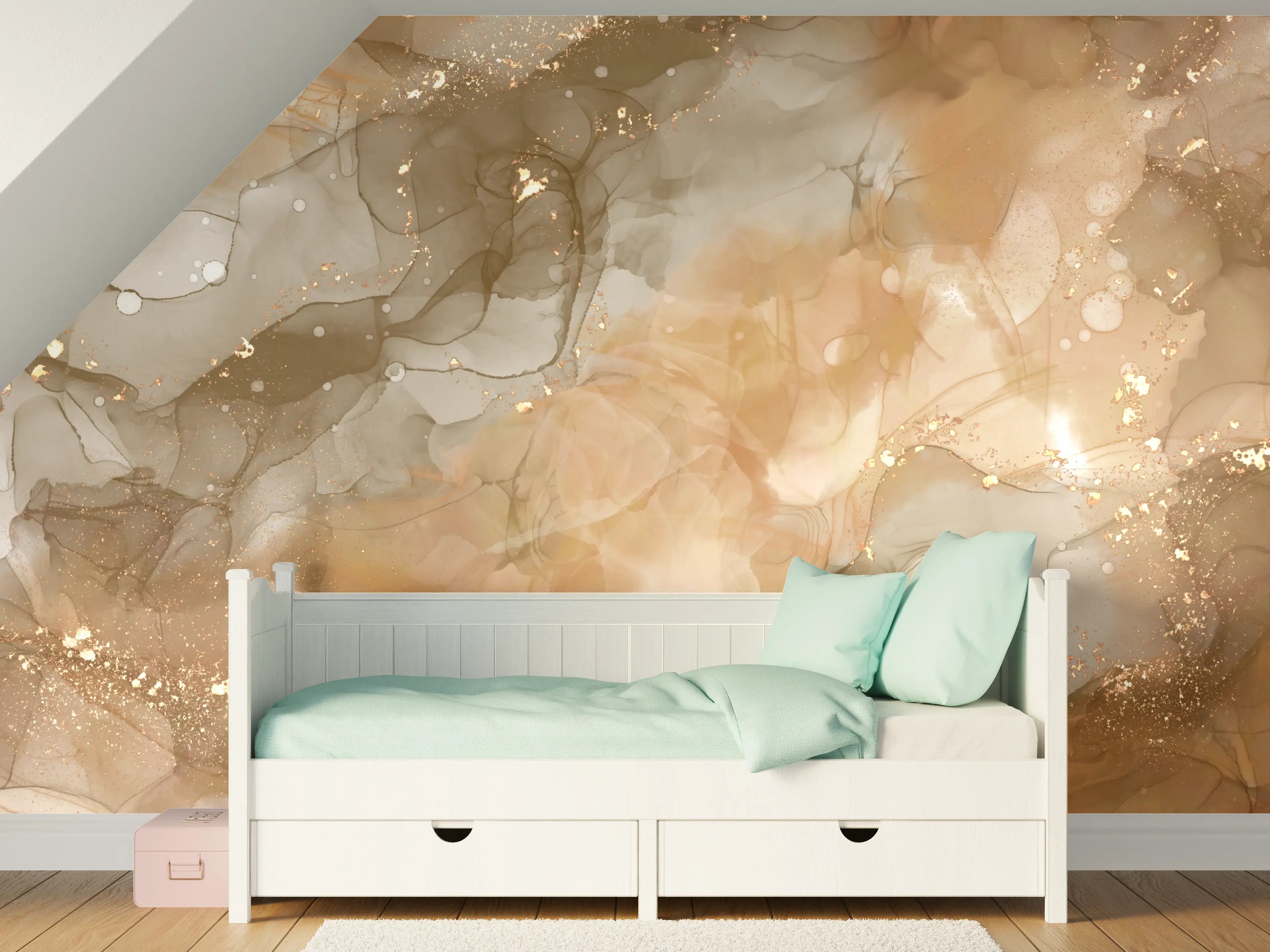 Kinderzimmer Wandgestaltung - Weiche, warme Farbverläufe in Beige und Graubraun