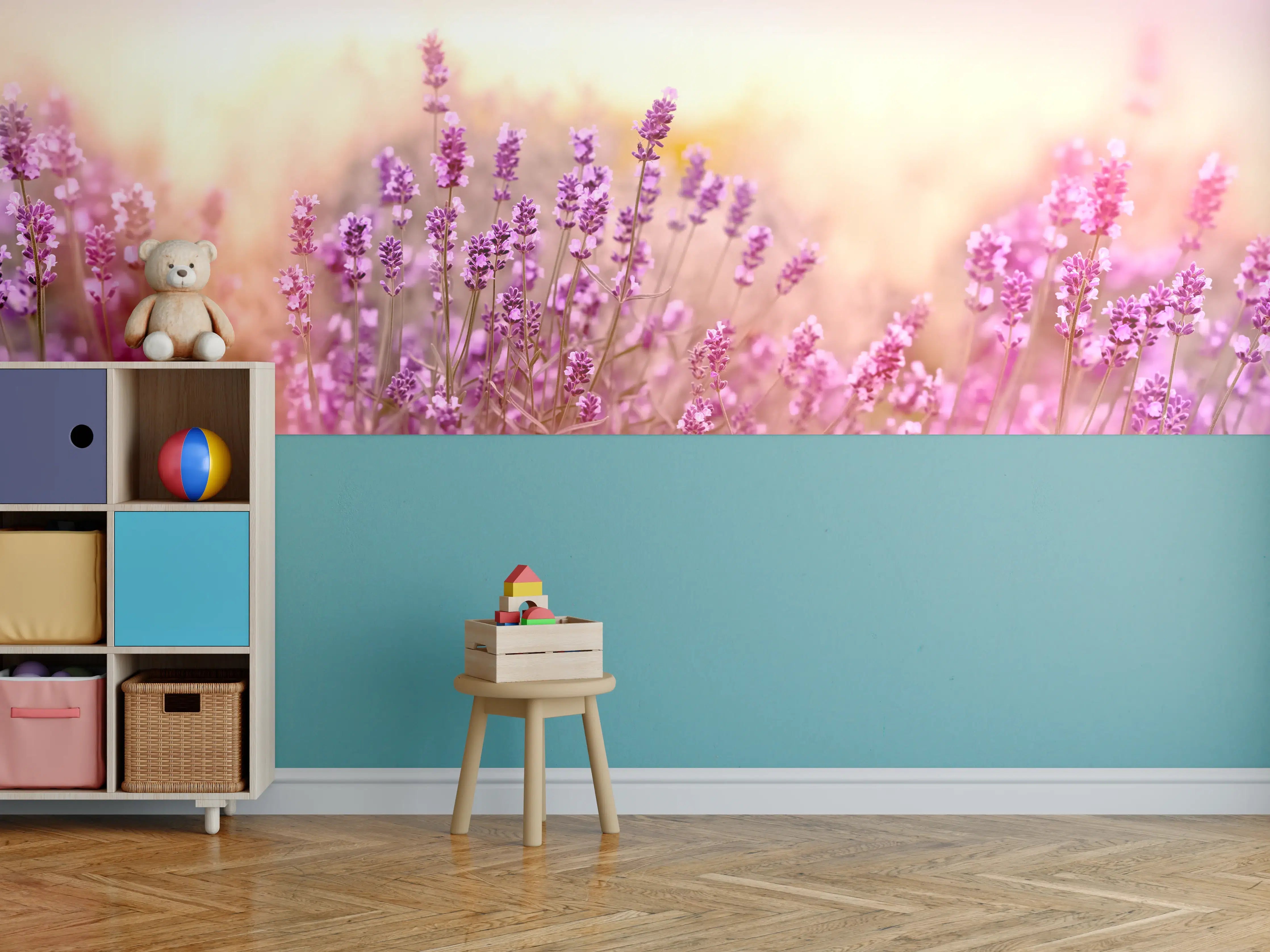 Kinderzimmer Wandgestaltung - Weicher und selektiver Fokus auf Lavendelblüte