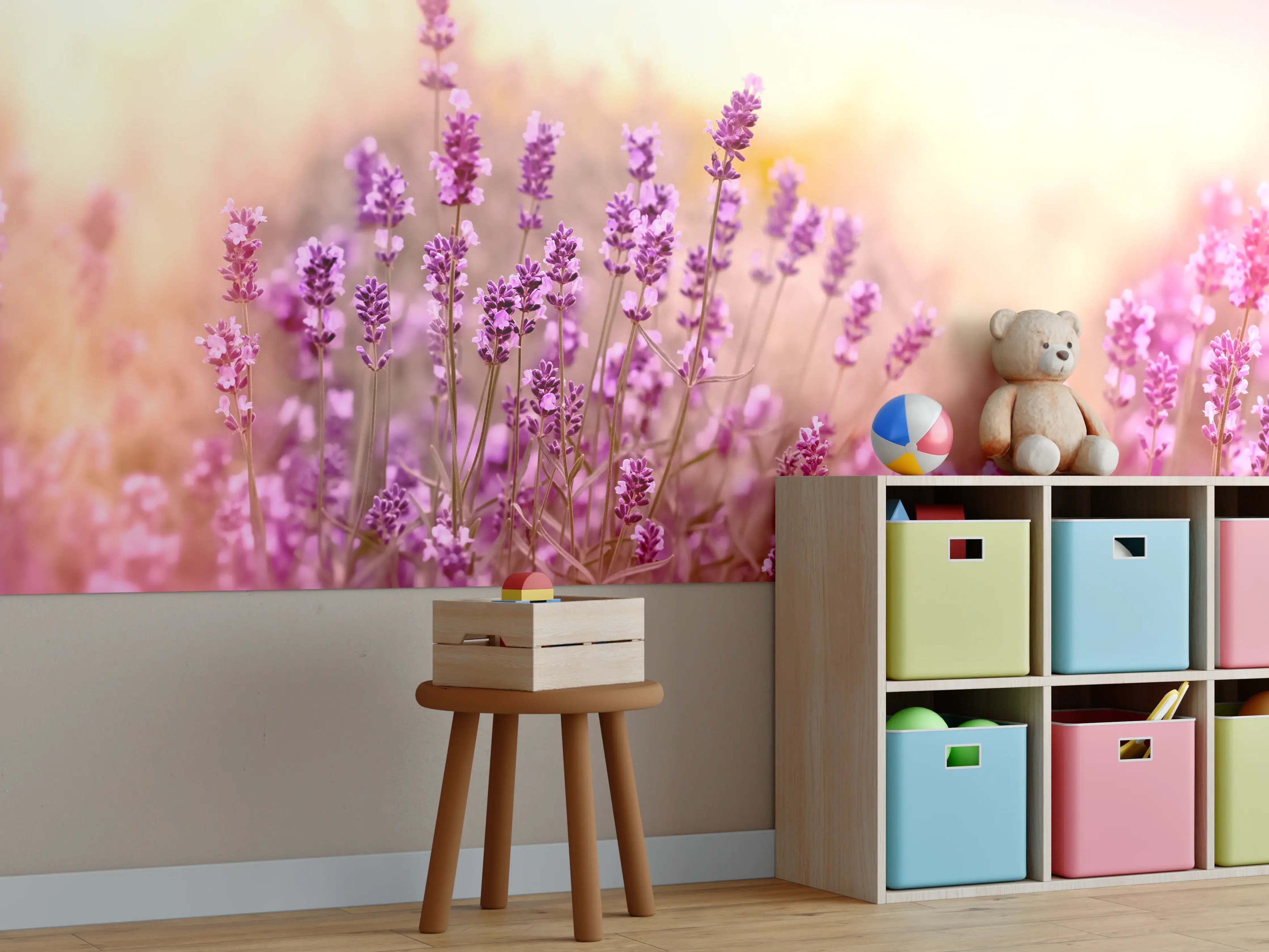 Kinderzimmer Wandgestaltung - Weicher und selektiver Fokus auf Lavendelblüte