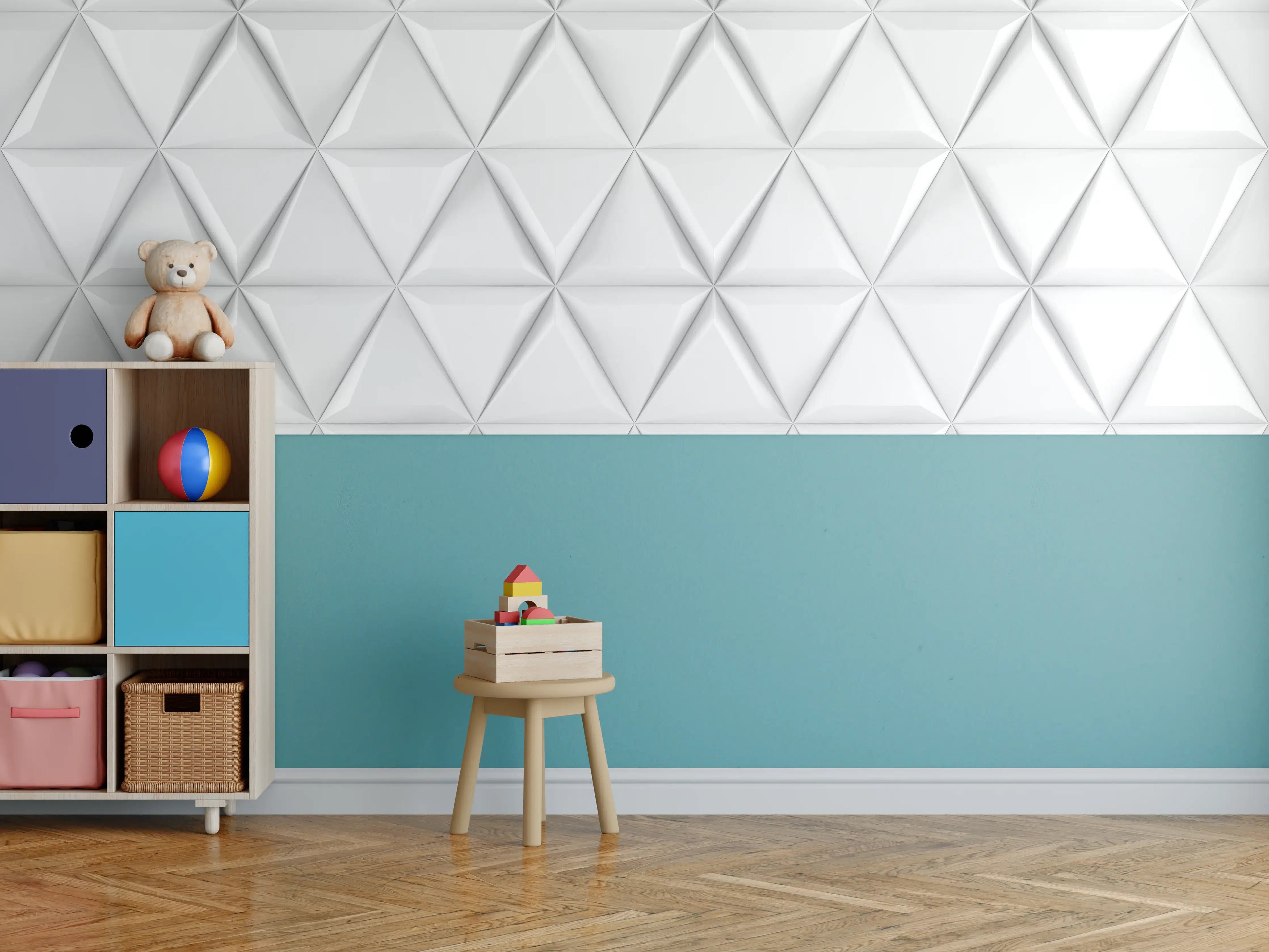 Kinderzimmer Wandgestaltung - Weiß 3D Geometrische Textur