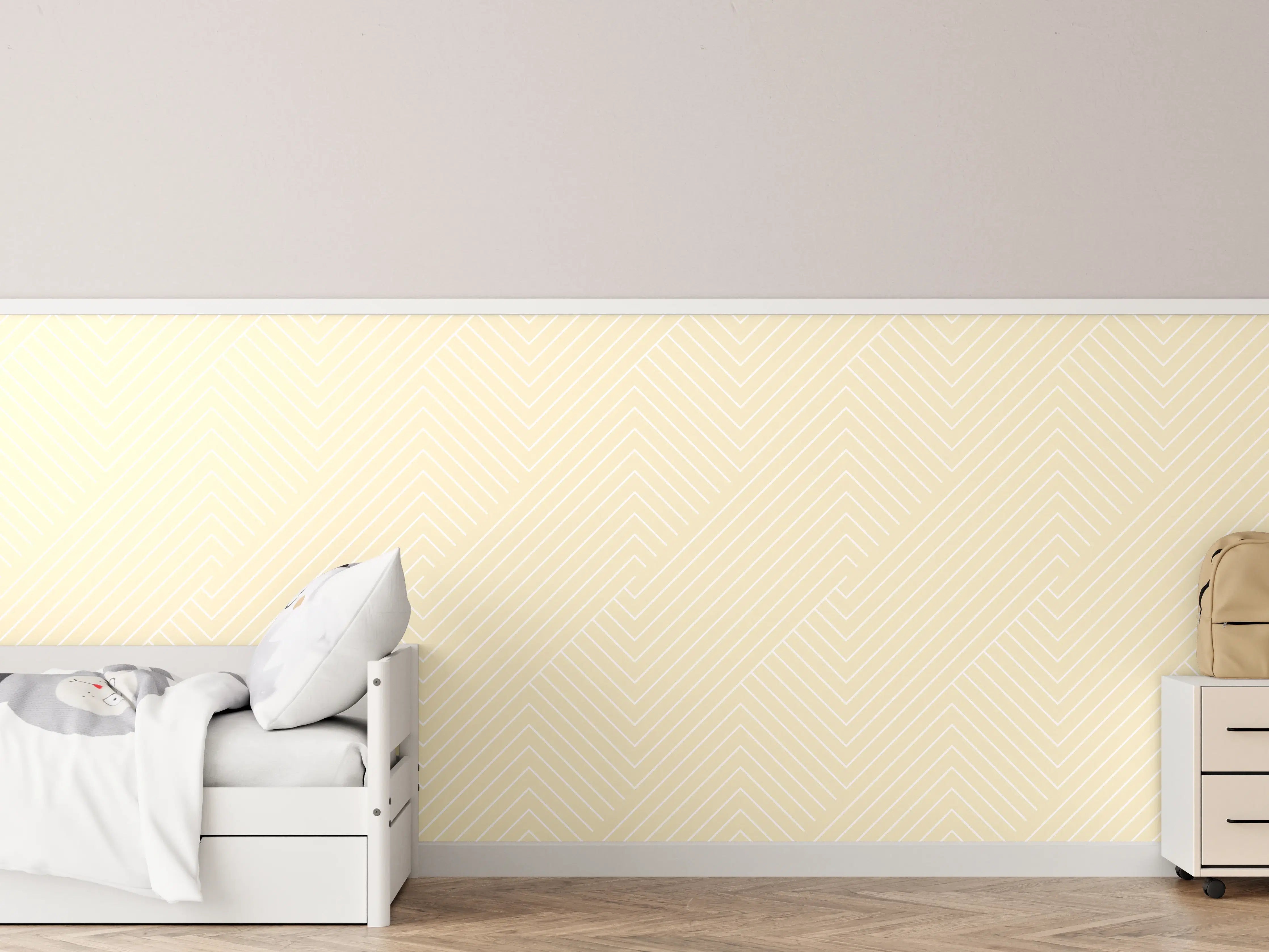 Kinderzimmer Wandgestaltung - Weiß-Avorio-Geometrica-Muster