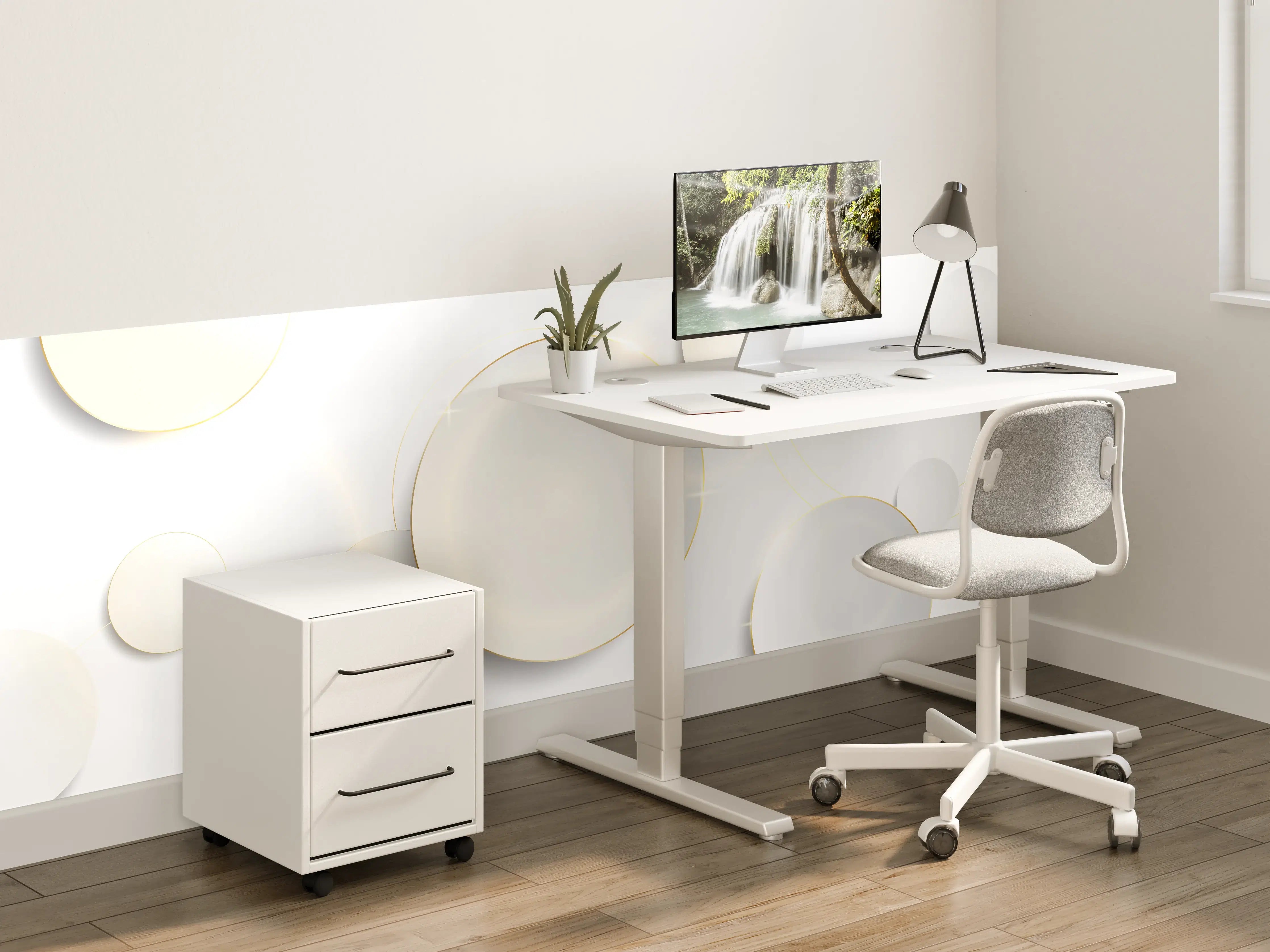 Kinderzimmer Wandgestaltung - Weiß-Goldene Abstrakte Formen