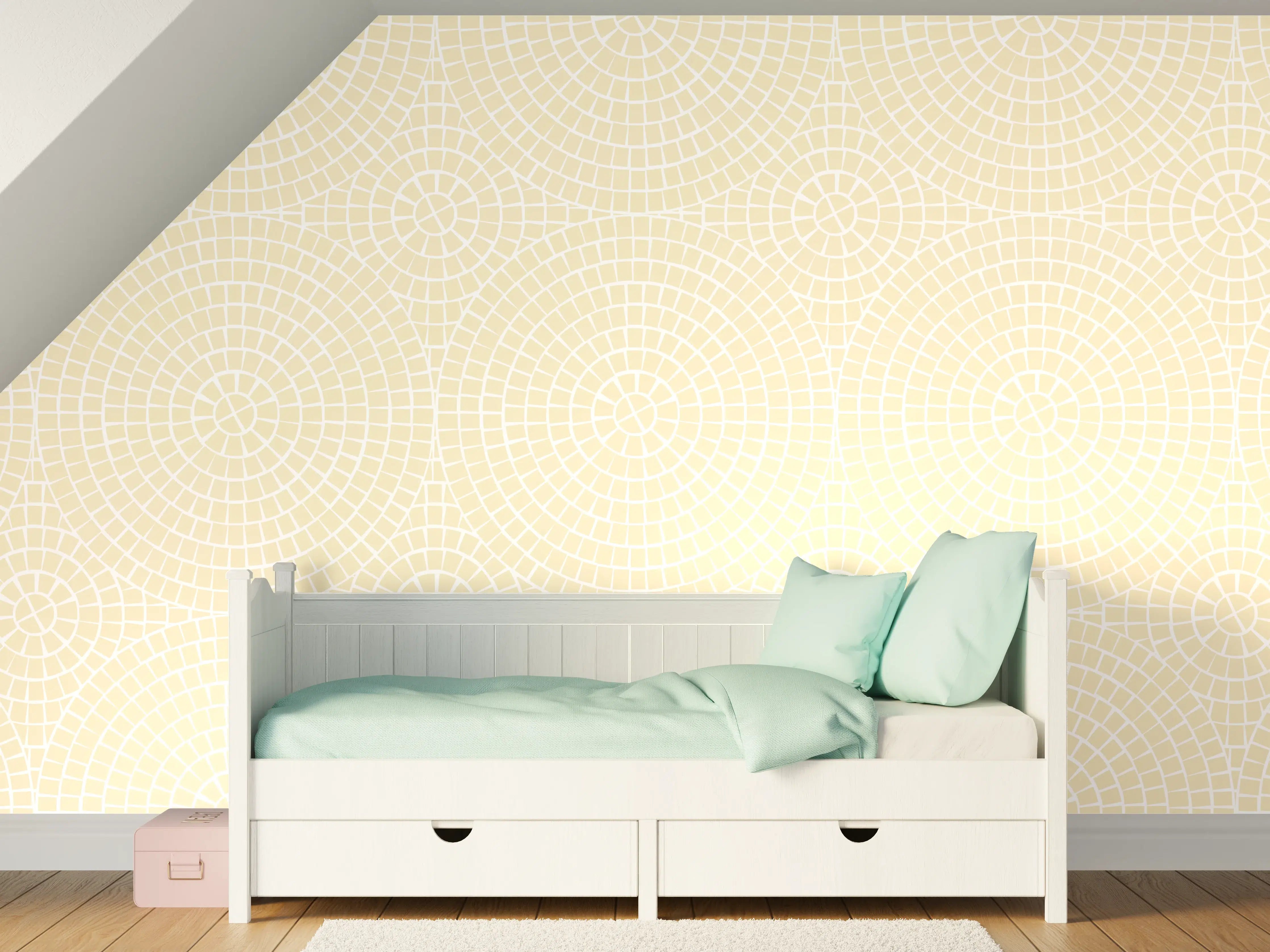 Kinderzimmer Wandgestaltung - Weiß-Grau-Mosaik-Fliese