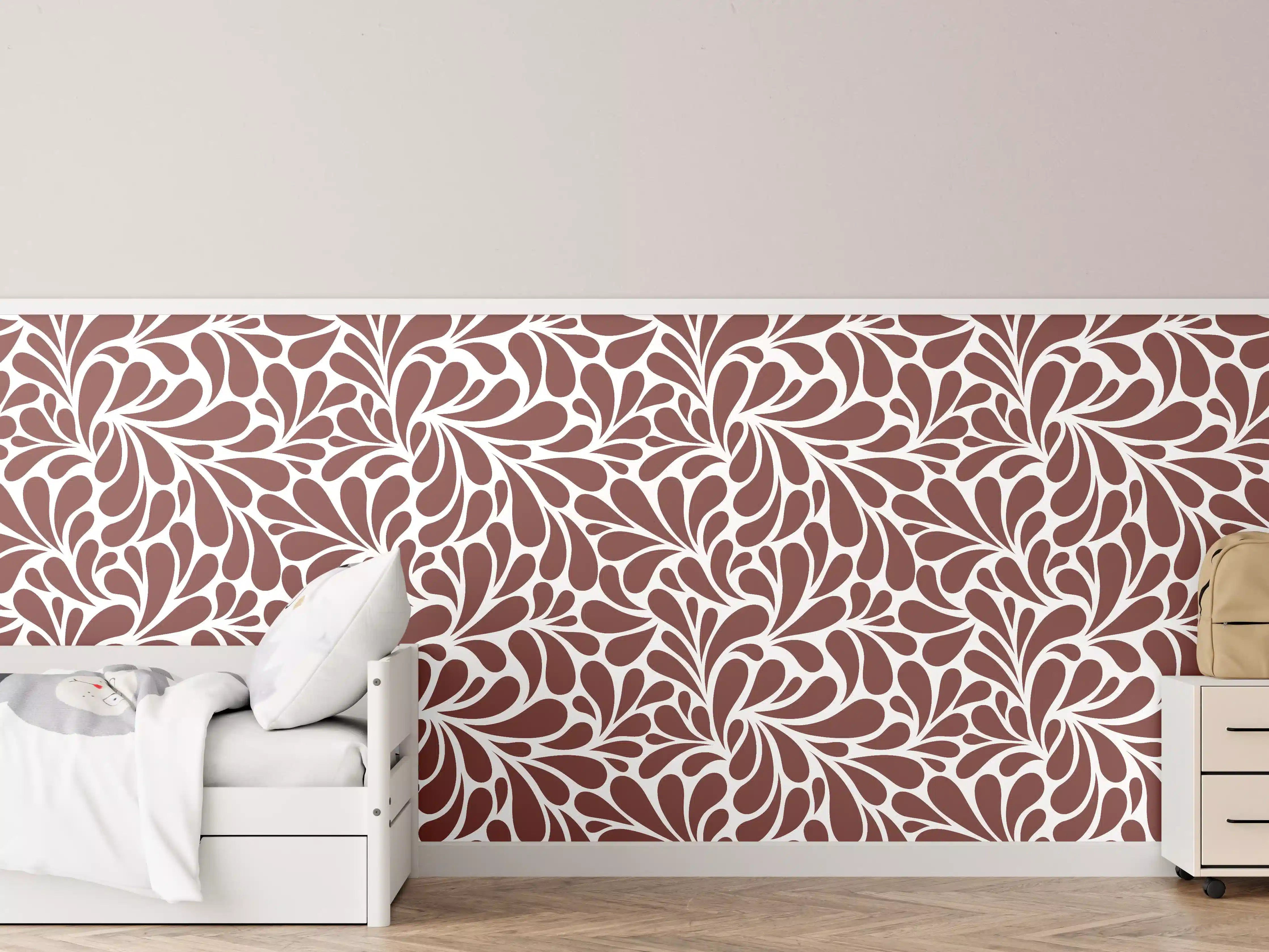 Kinderzimmer Wandgestaltung - Weiß-Grau-Motive mit floralem Design