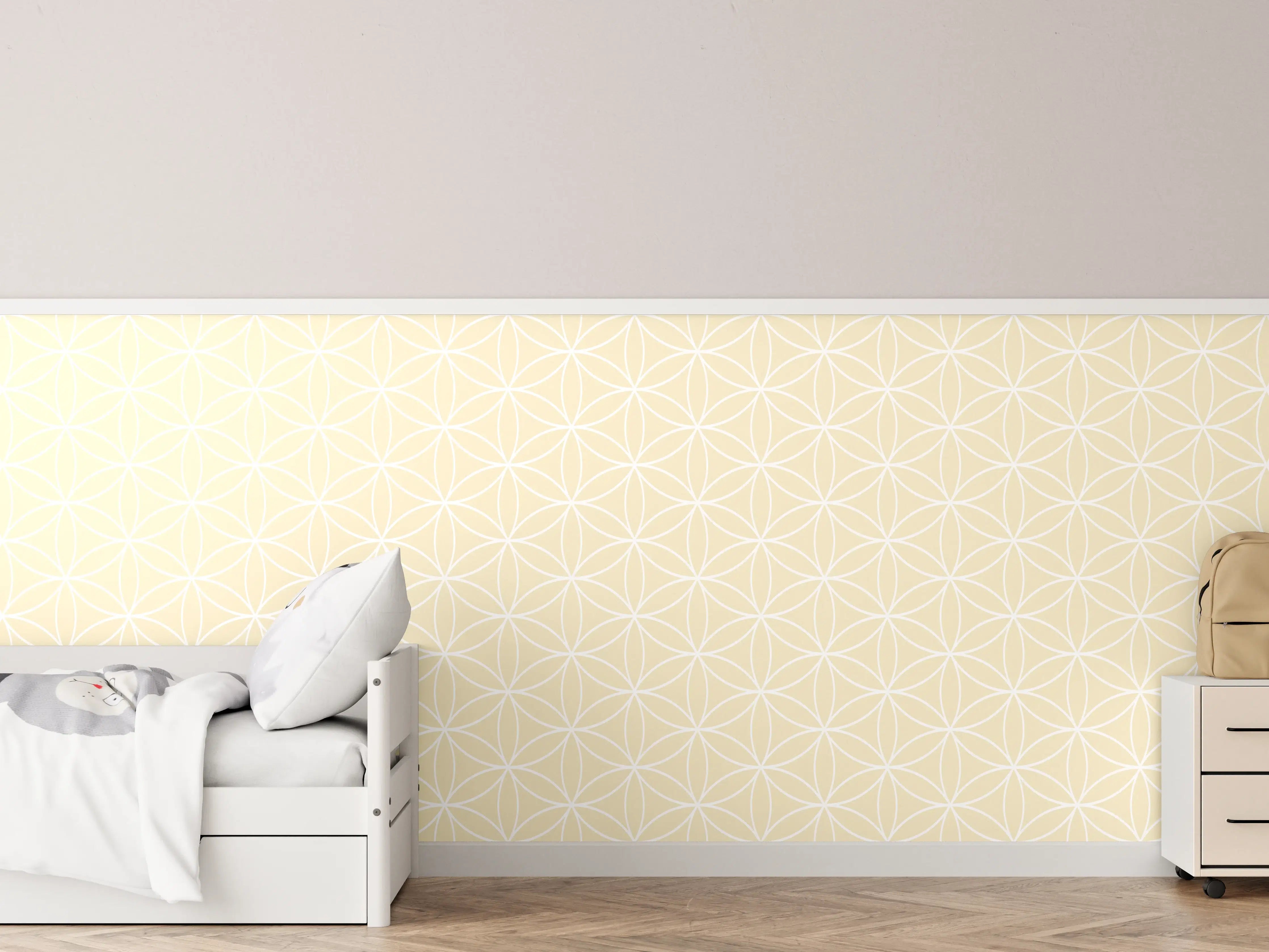 Kinderzimmer Wandgestaltung - Weiß-Grau-Muster mit zarten Graunuancen