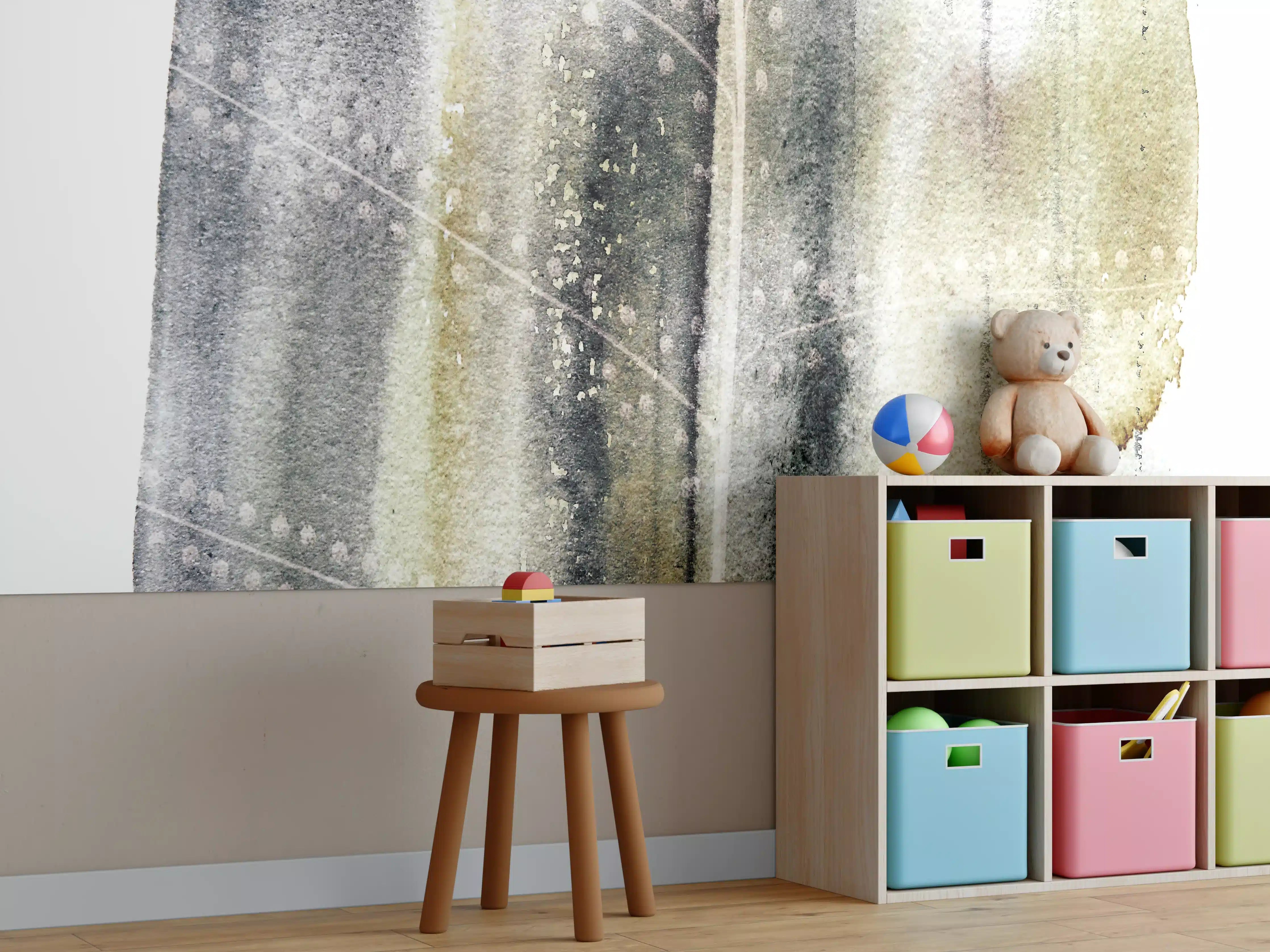 Kinderzimmer Wandgestaltung - Weiß-Graue Abstrakte Textur