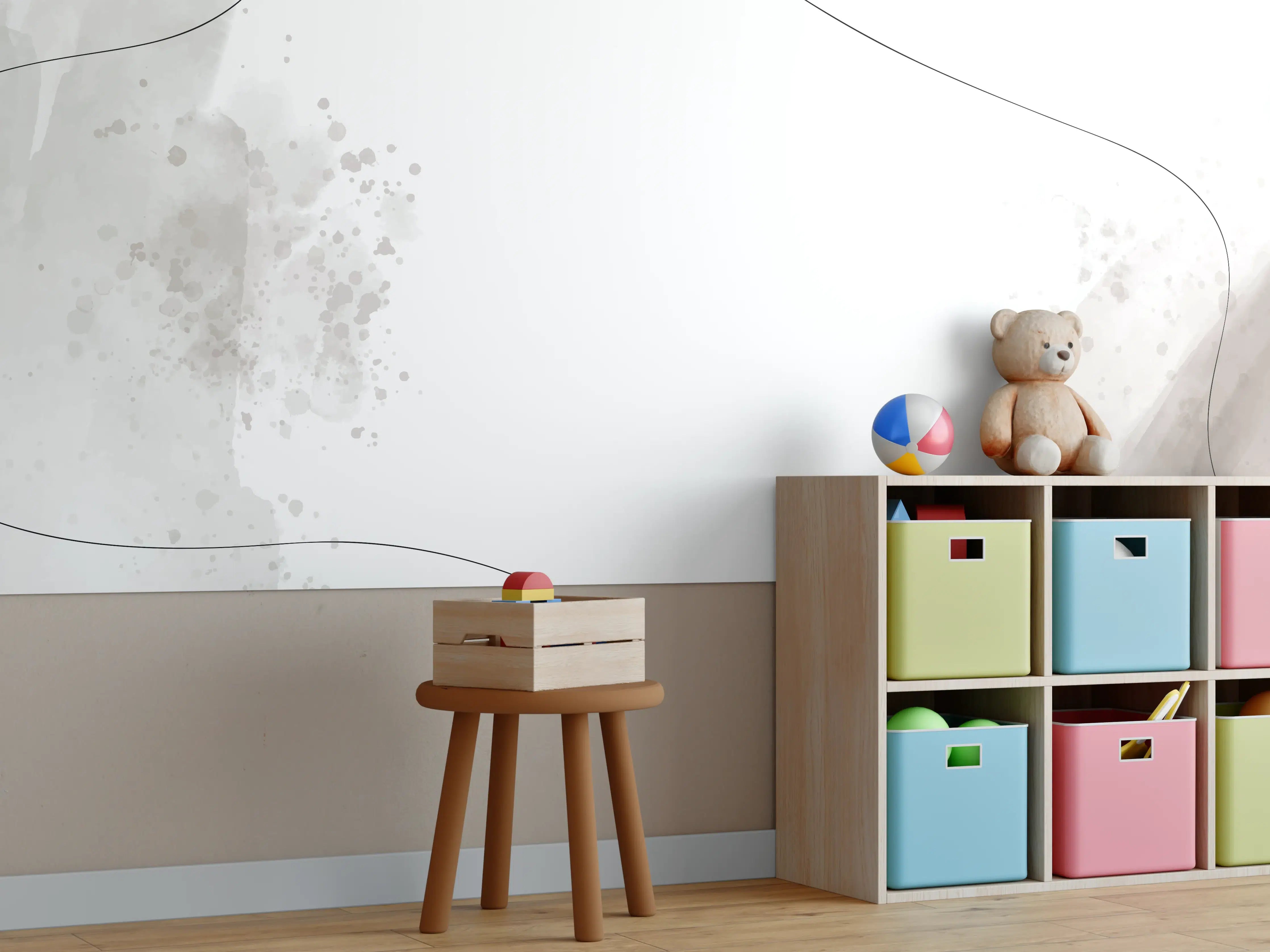 Kinderzimmer Wandgestaltung - Weiß-Graue Eleganz Textur