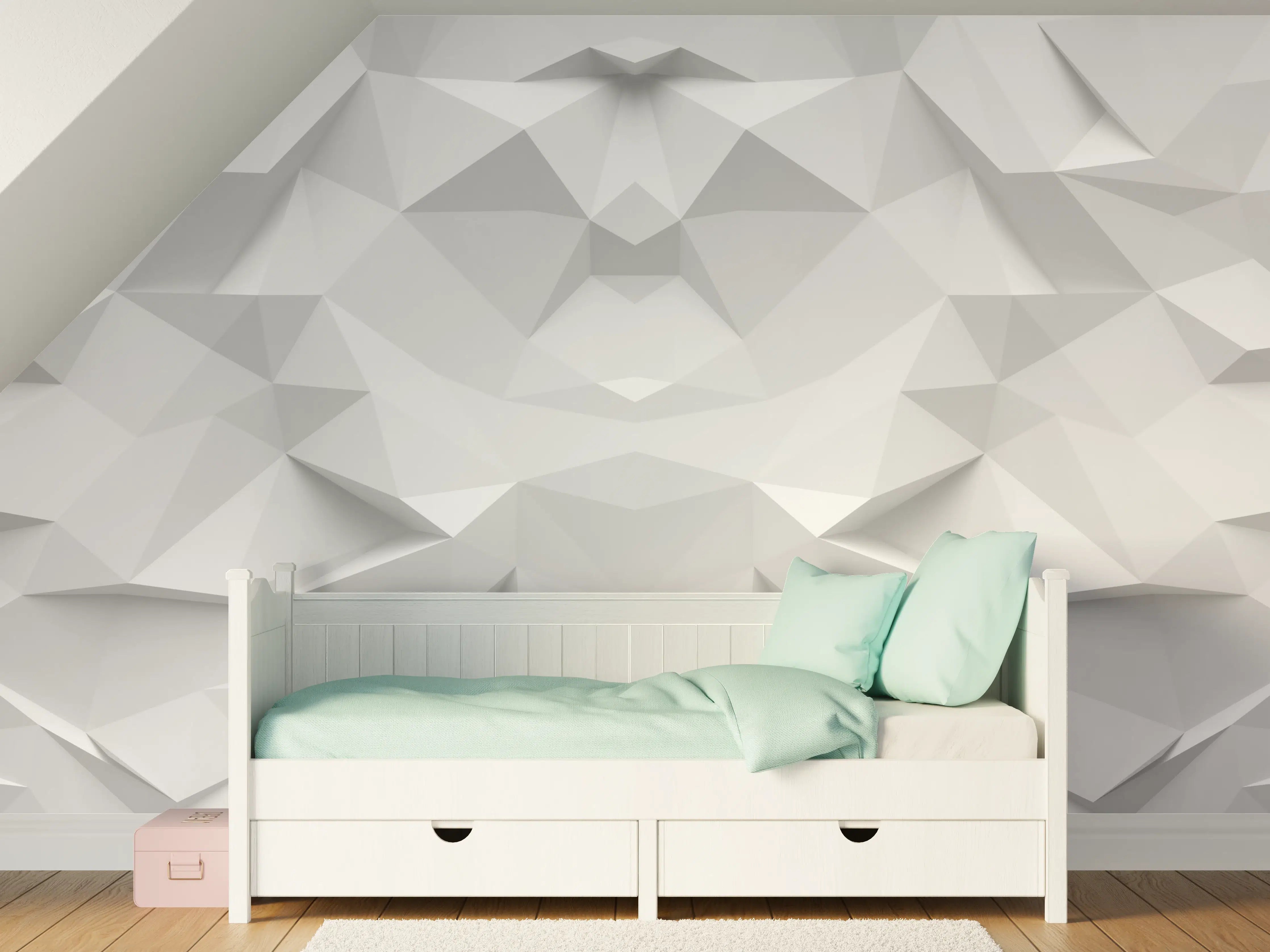Kinderzimmer Wandgestaltung - Weiß-Graue Geometrie-Textur