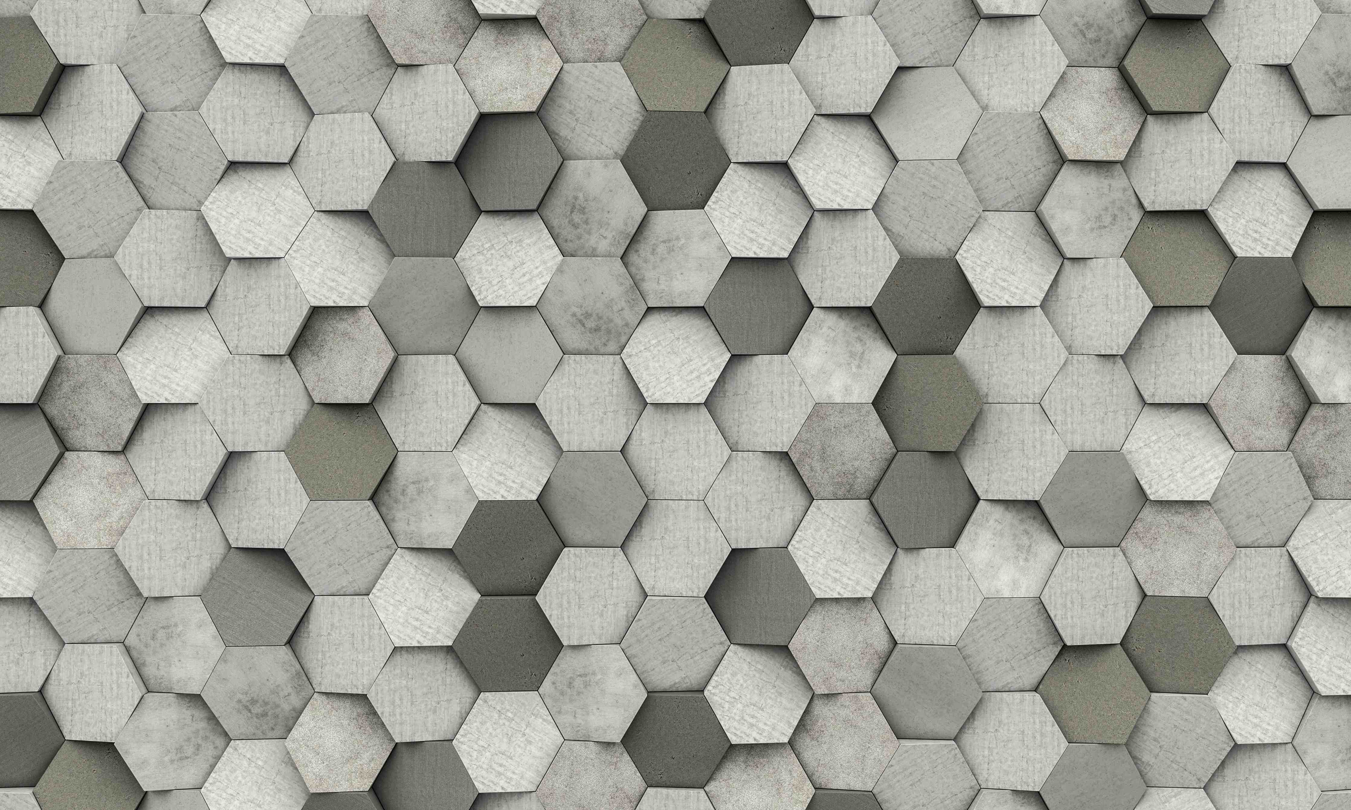Kinderzimmer Wandgestaltung-Weiß-Graue Hexagon Struktur