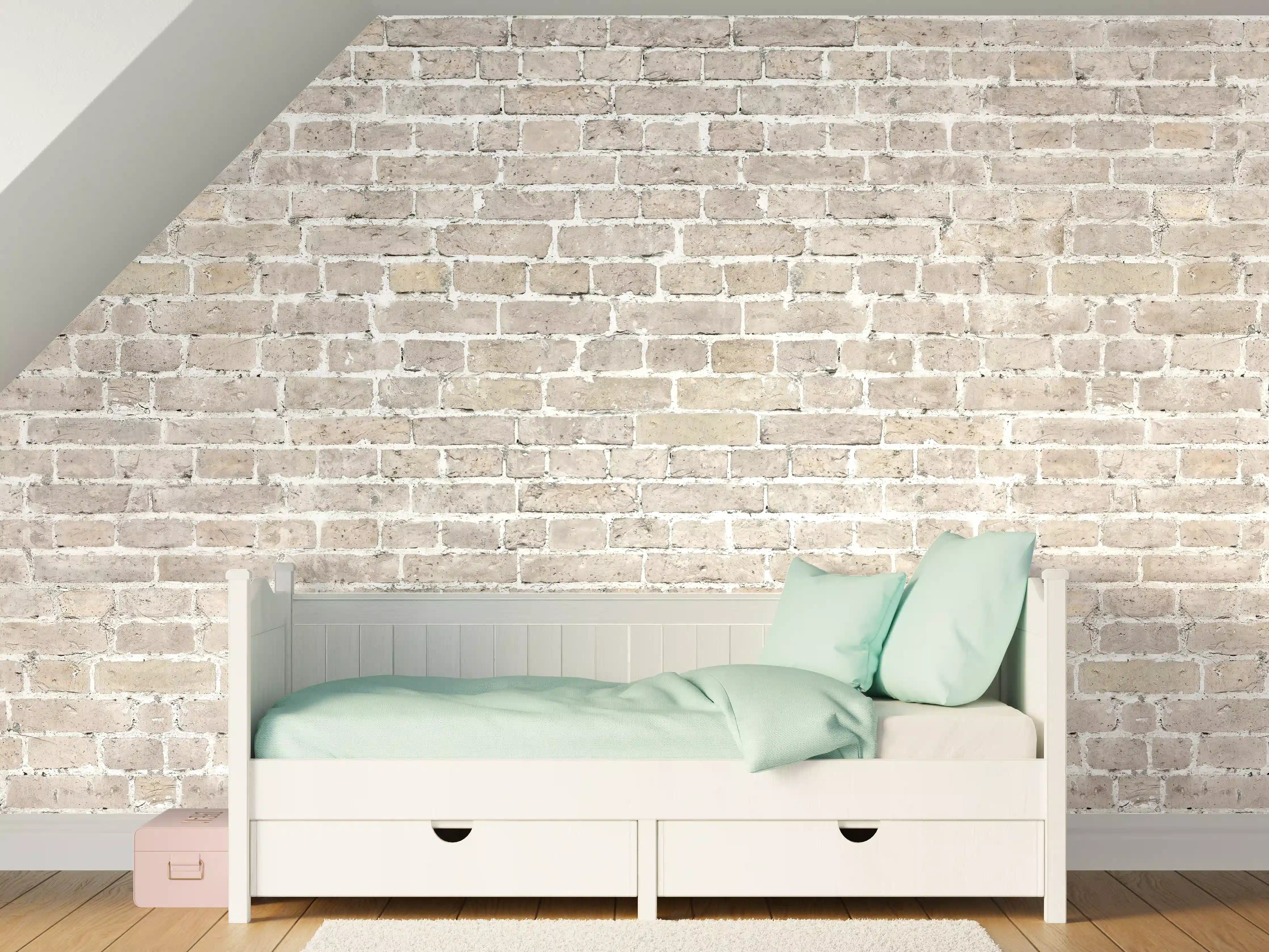 Kinderzimmer Wandgestaltung - Weiß gewaschenes altes Mauerpanorama