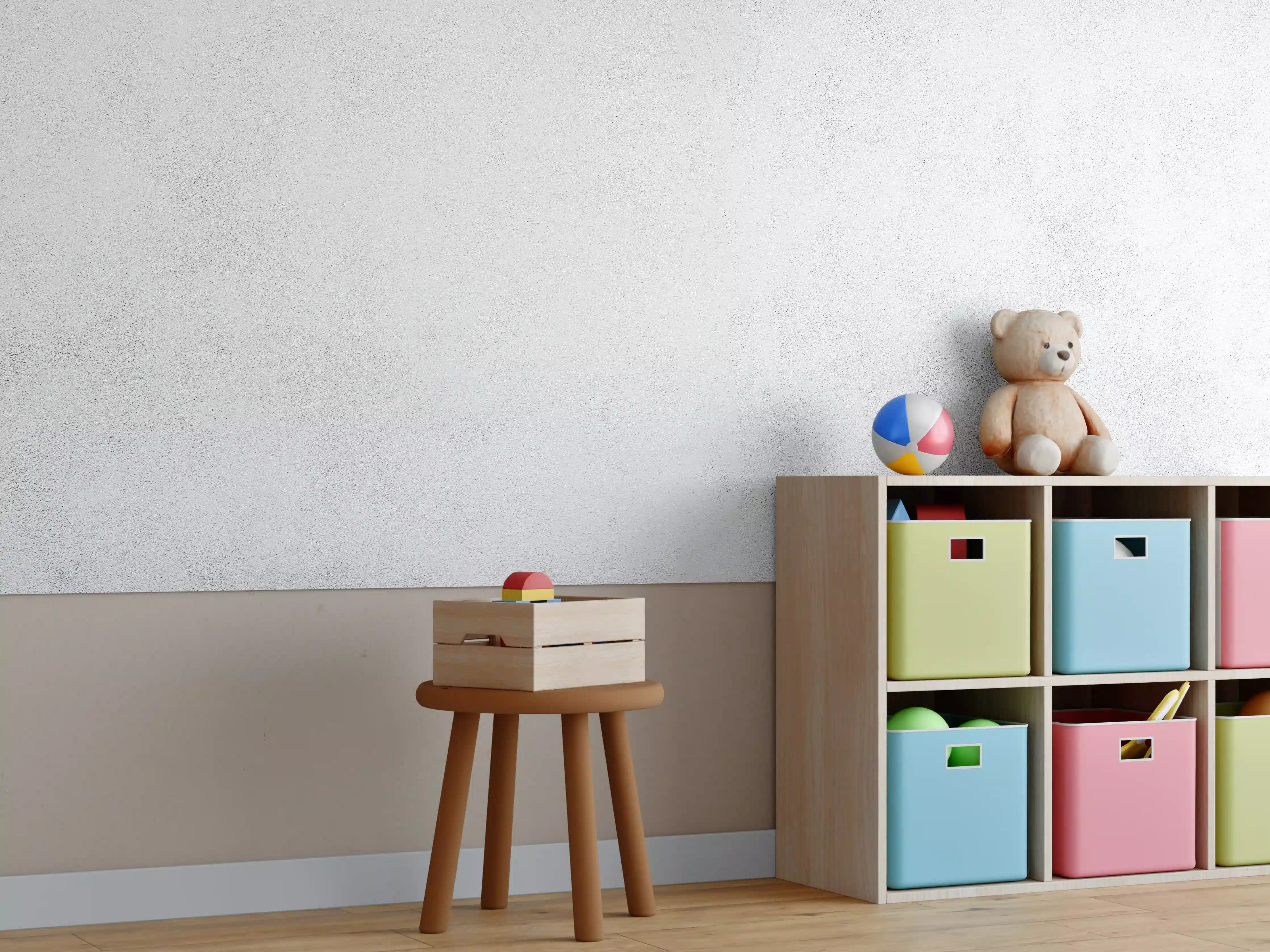 Kinderzimmer Wandgestaltung - Weiß-gräuliche Betonwand