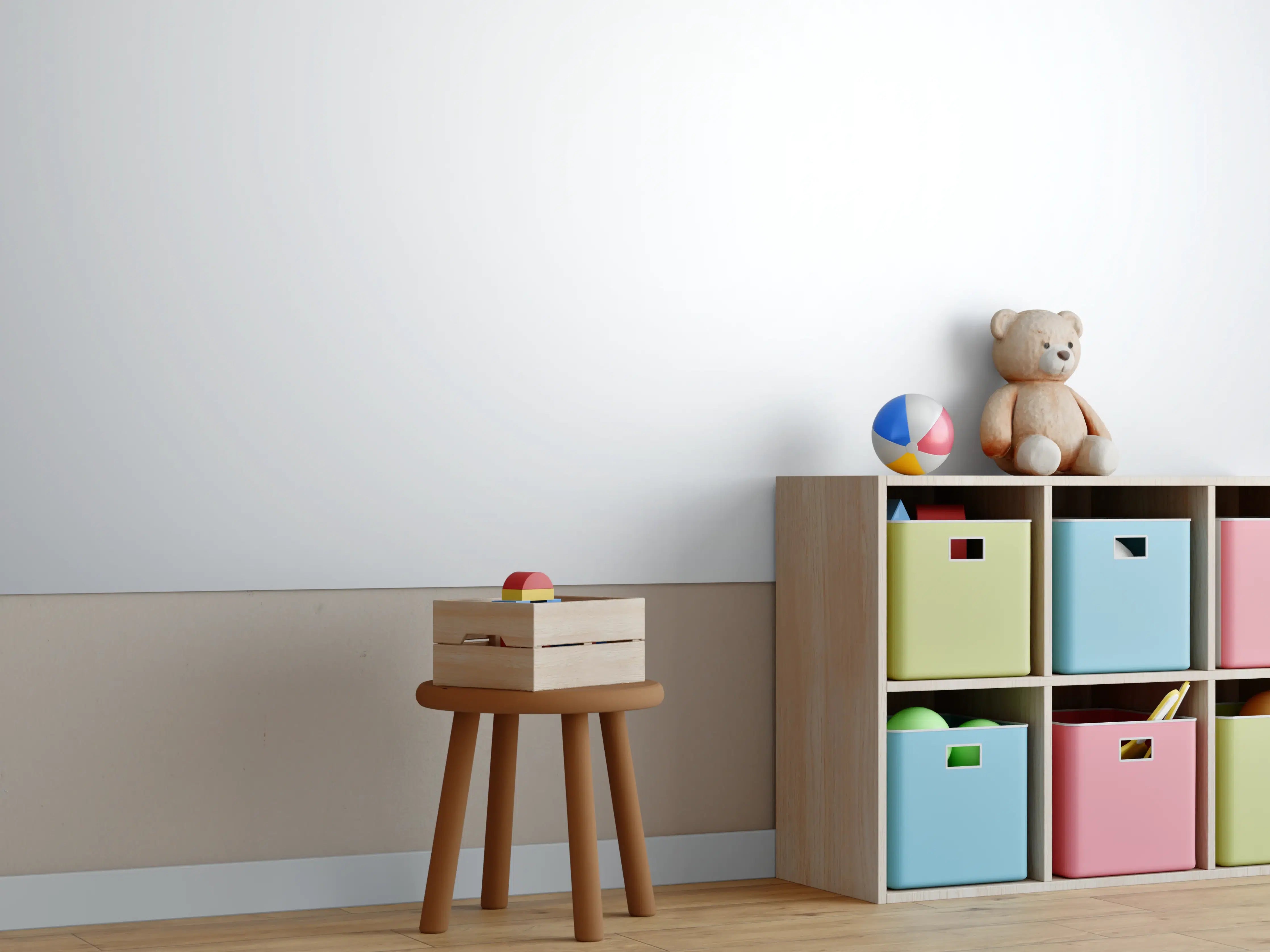 Kinderzimmer Wandgestaltung - Weiß, gräuliches Muster