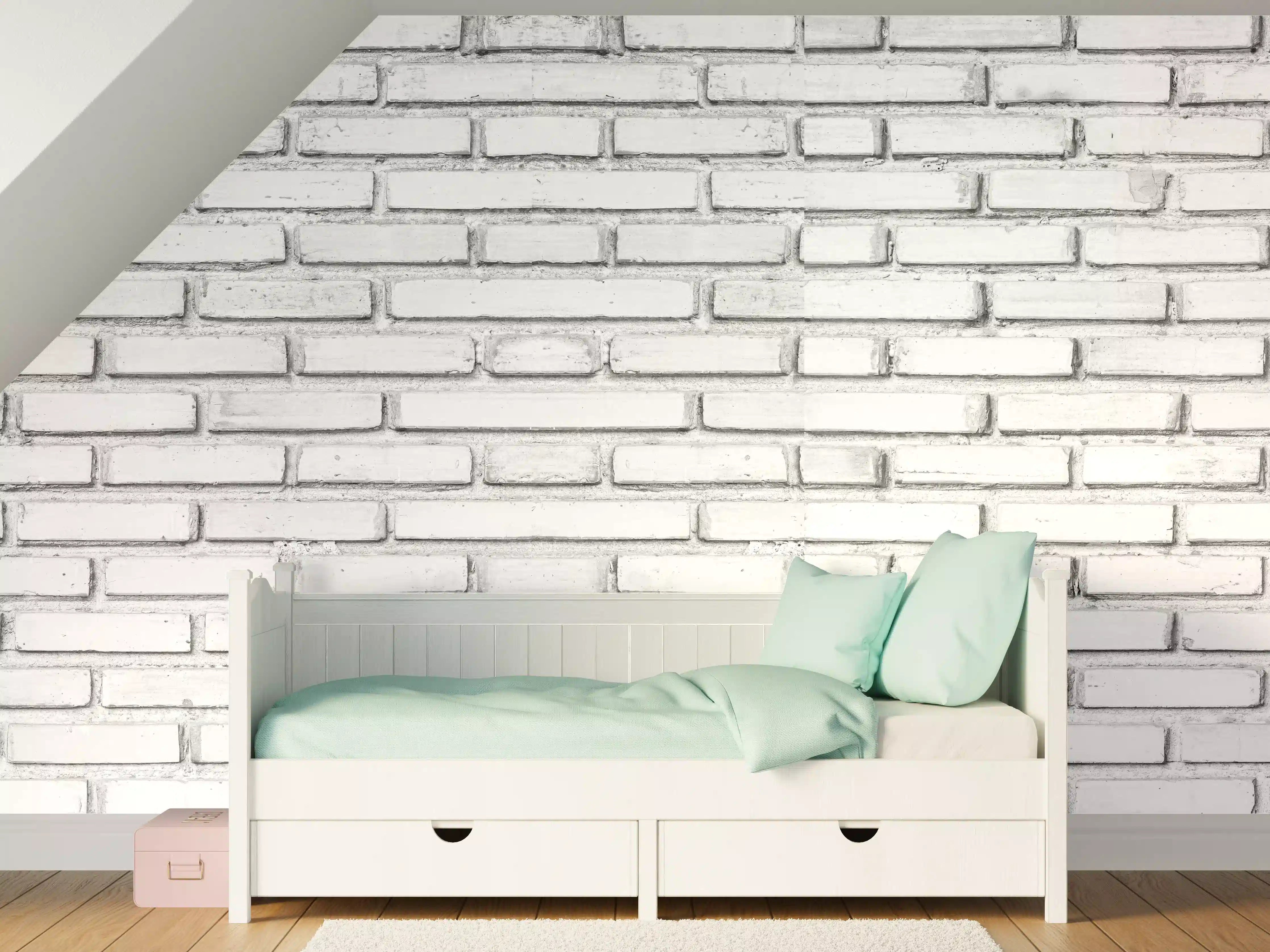 Kinderzimmer Wandgestaltung - Weiße Backsteinmauer