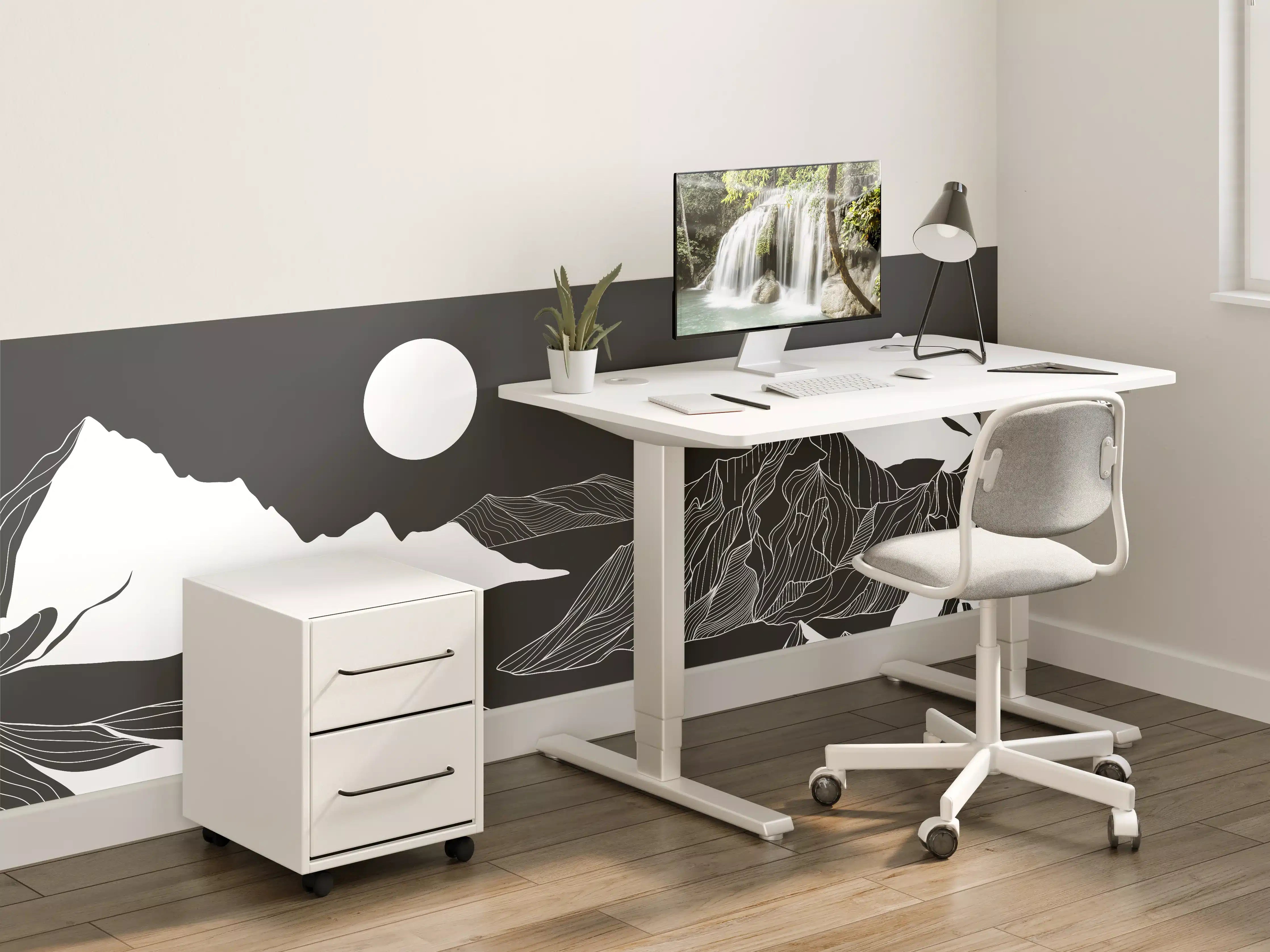 Kinderzimmer Wandgestaltung - Weiße Berglandschaft mit Vollmond