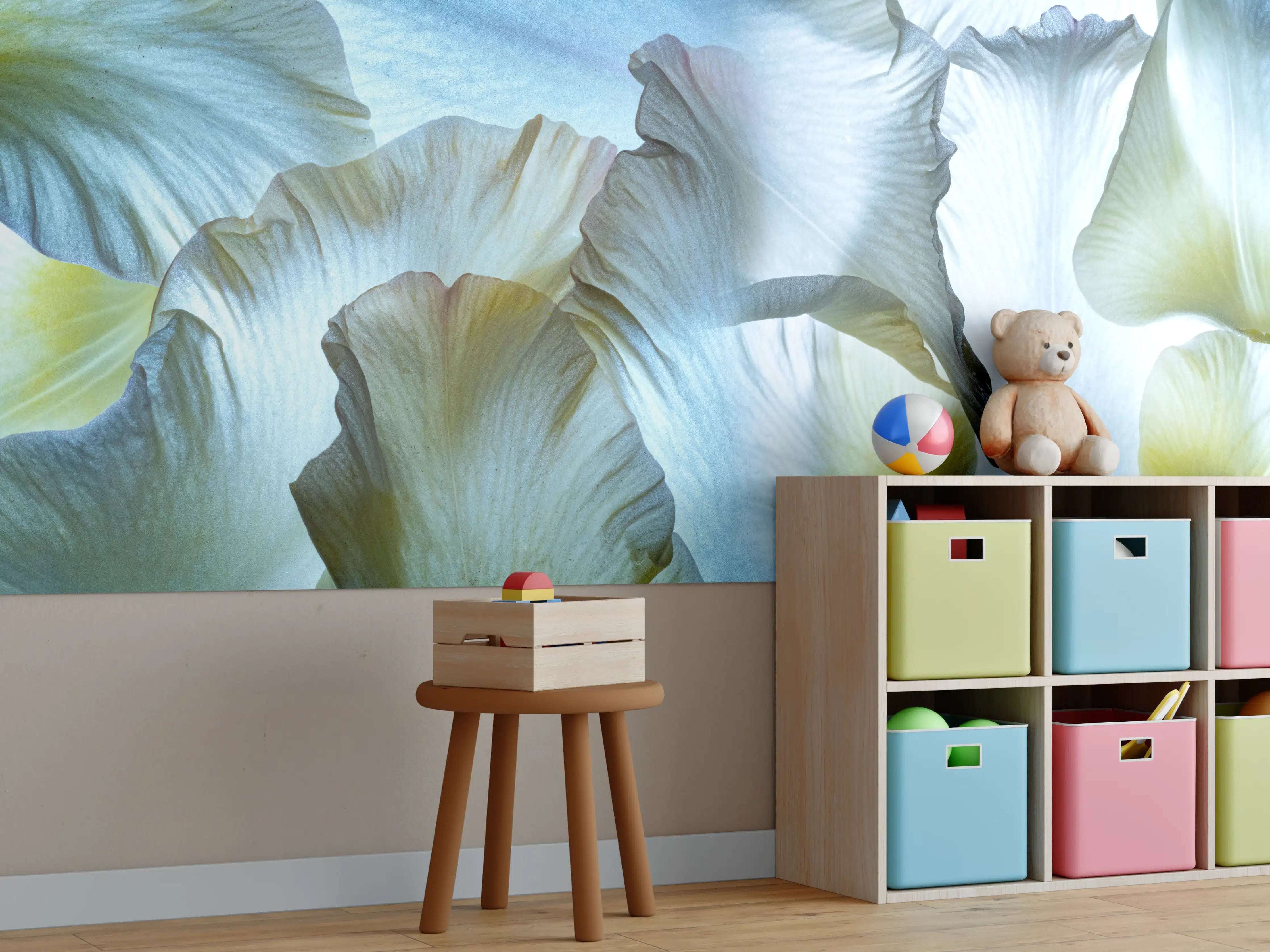 Kinderzimmer Wandgestaltung - Weiße Blüten Petal Texture