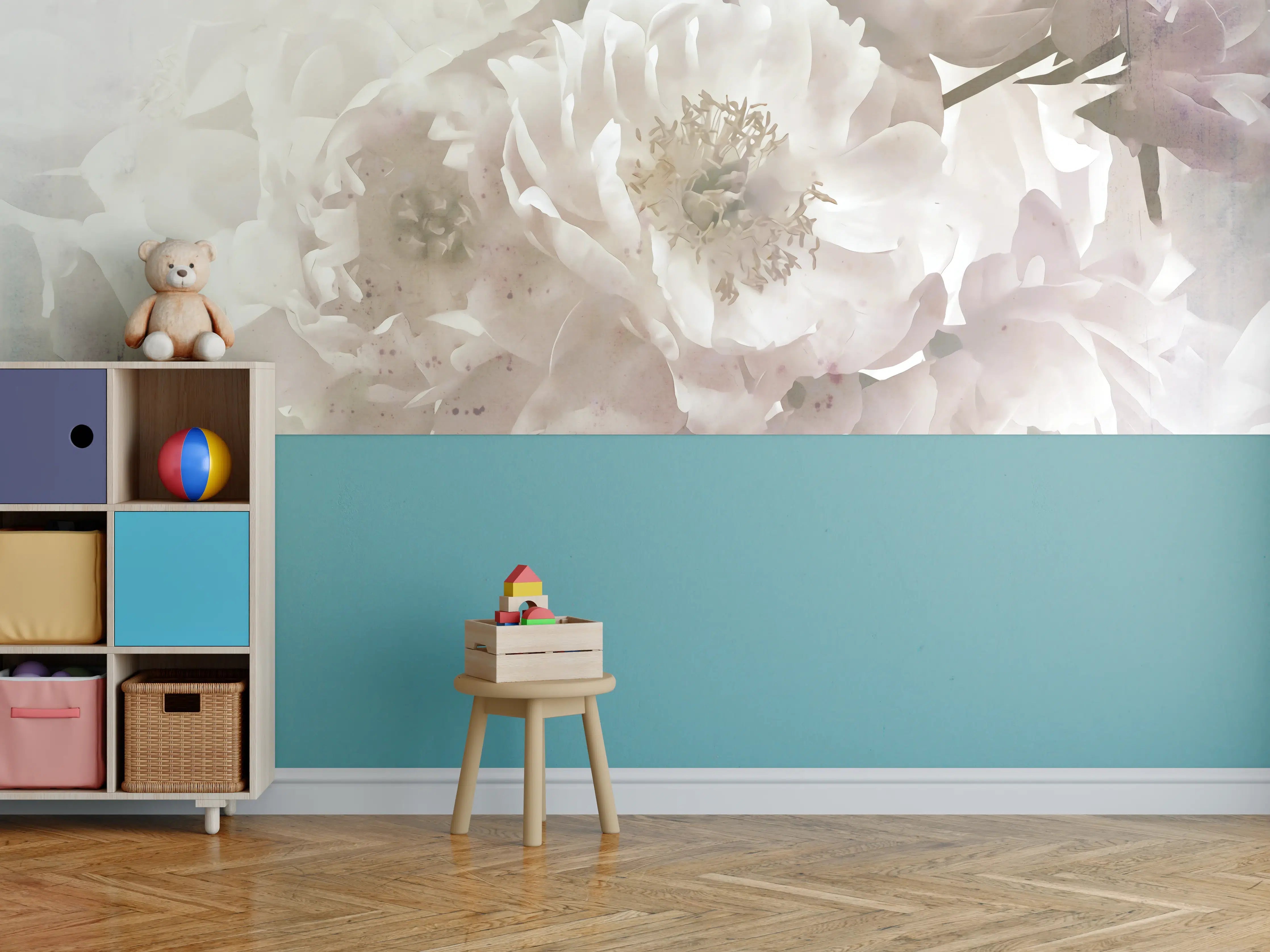 Kinderzimmer Wandgestaltung - Weiße Blume - Darstellung