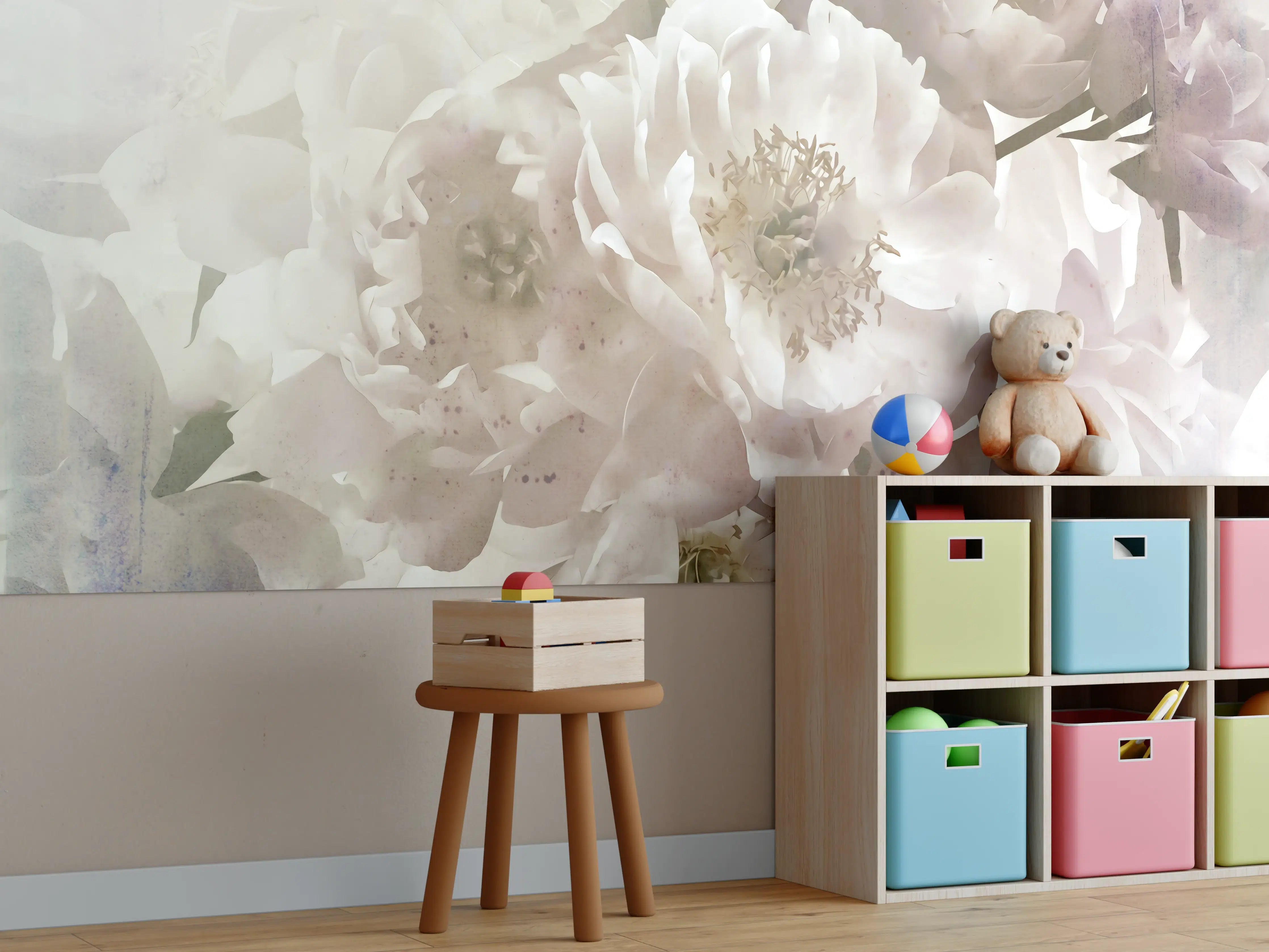 Kinderzimmer Wandgestaltung - Weiße Blume - Darstellung
