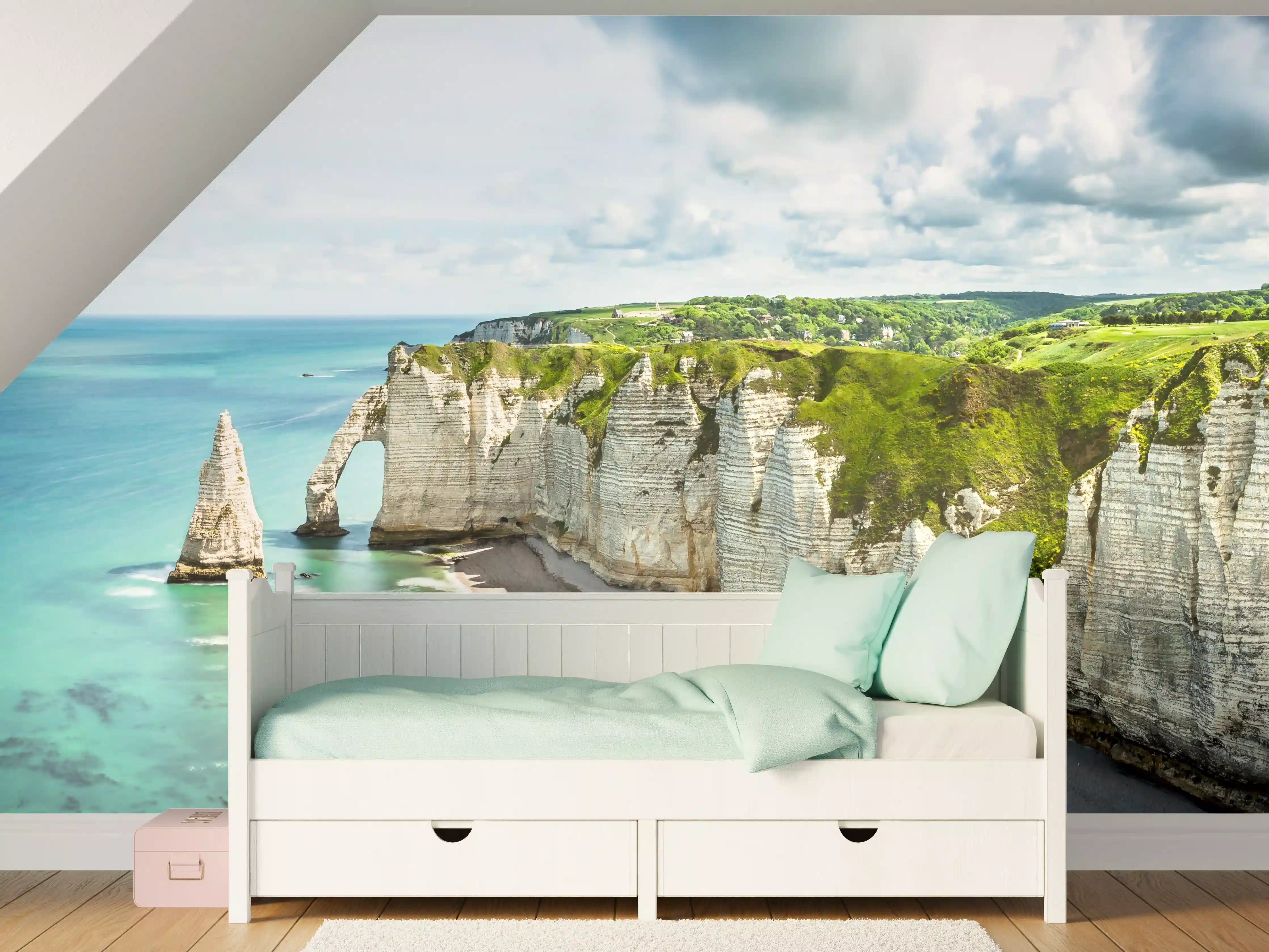 Kinderzimmer Wandgestaltung - Weiße Kalkstein-Klippen am Meer