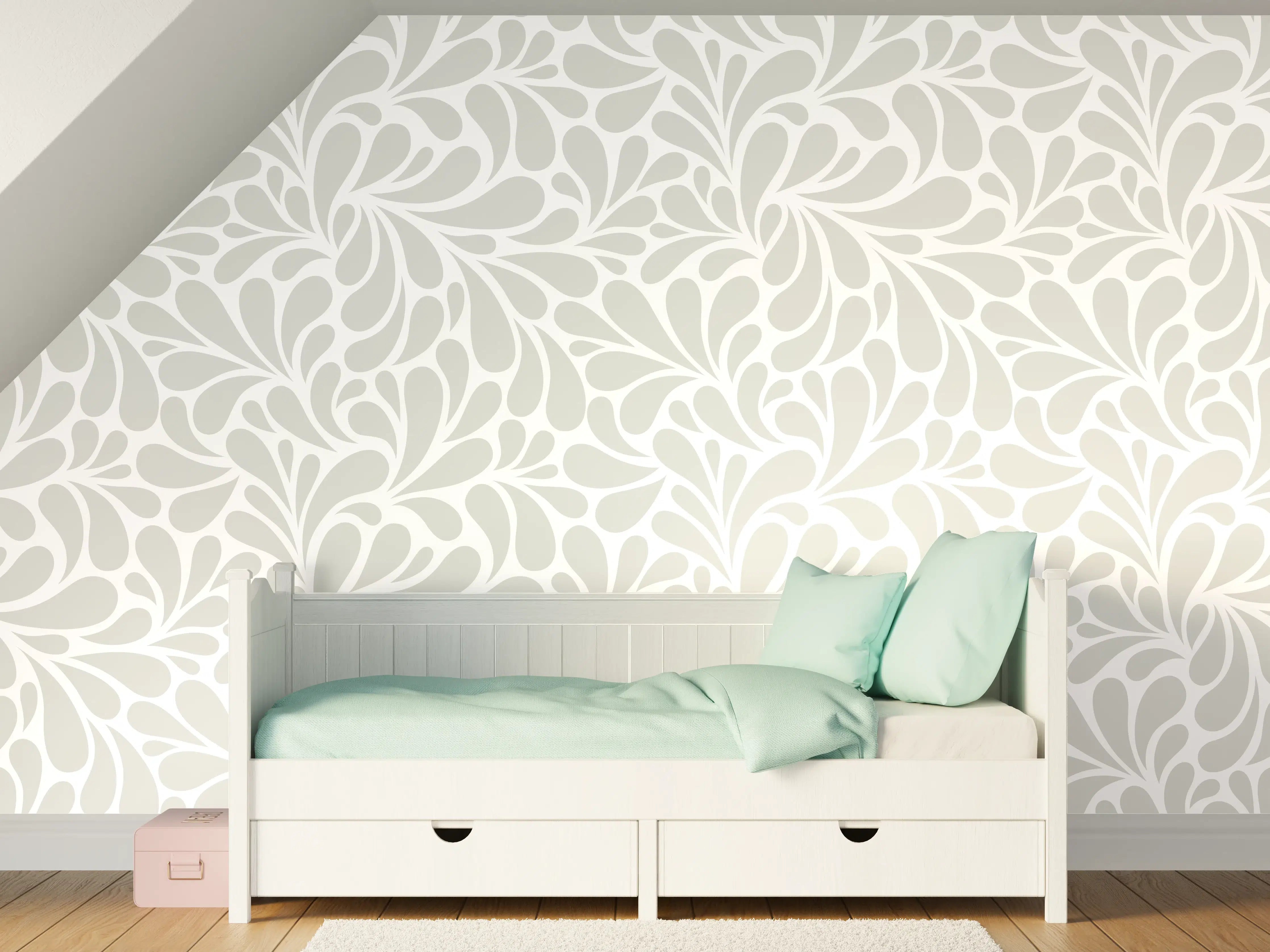 Kinderzimmer Wandgestaltung - Weiße Marmor-Textur mit feinen Graunuancen
