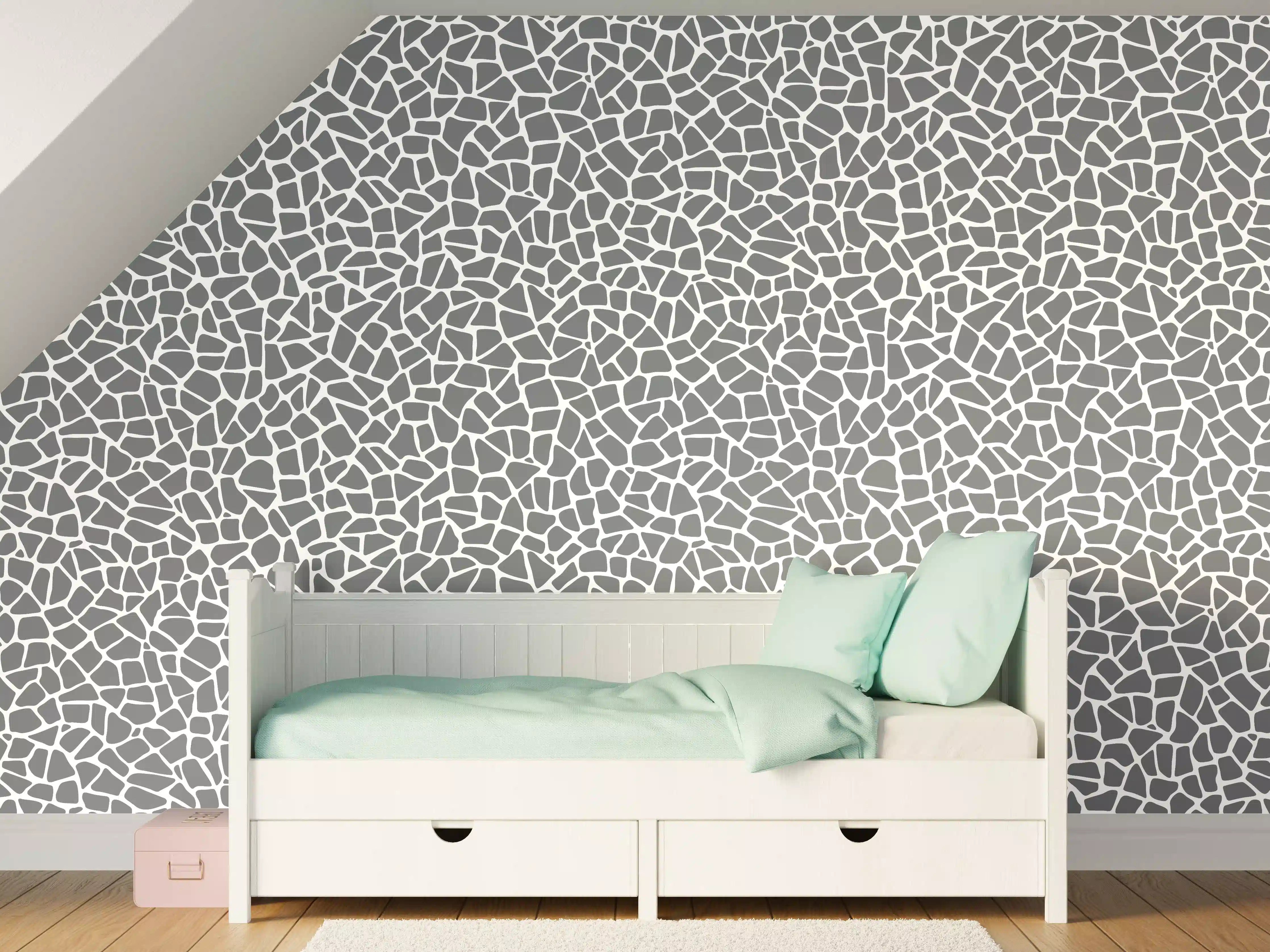 Kinderzimmer Wandgestaltung - Weiße Marmor-Textur mit grauen Linien