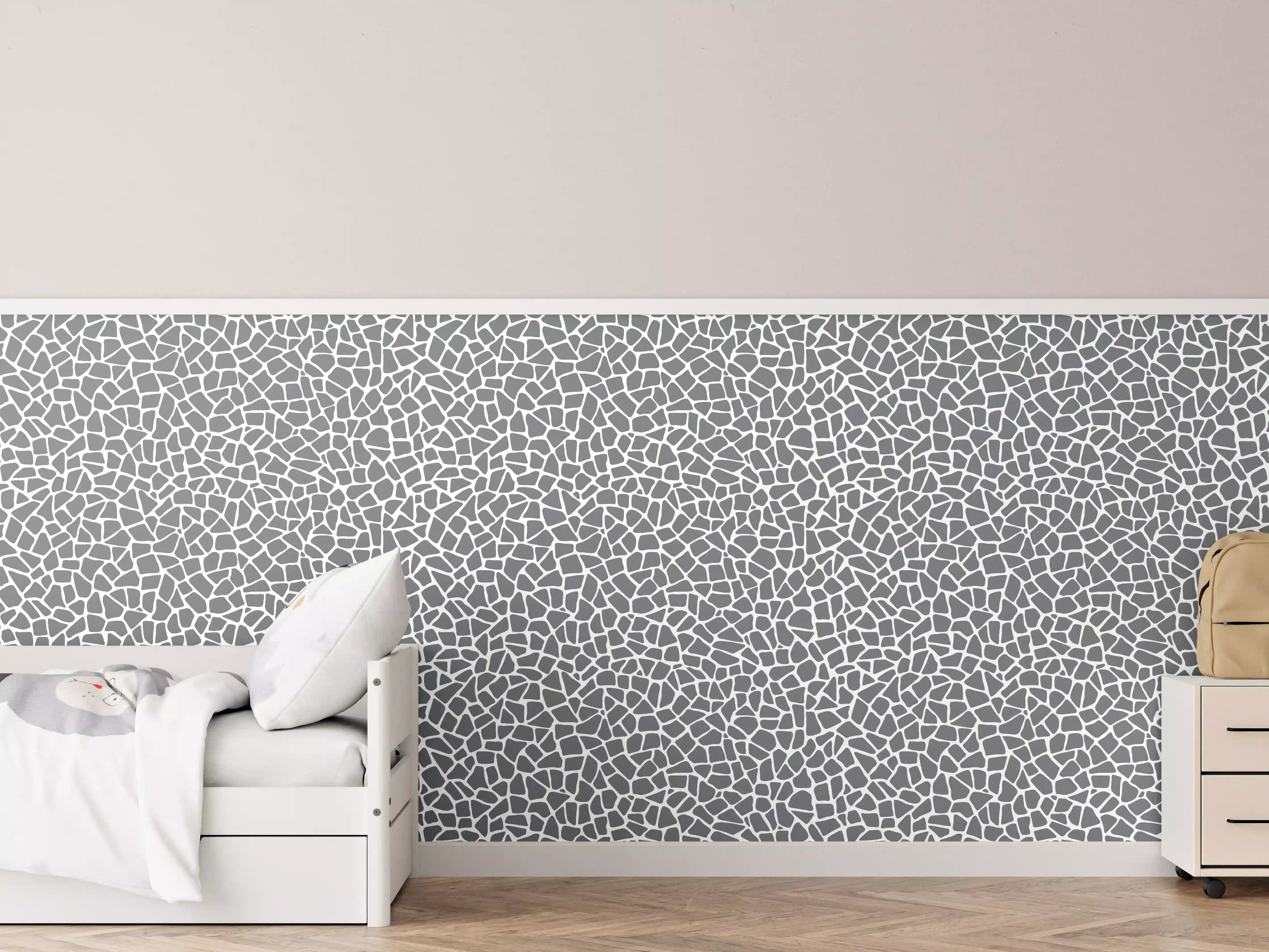 Kinderzimmer Wandgestaltung - Weiße Marmor-Textur mit grauen Linien