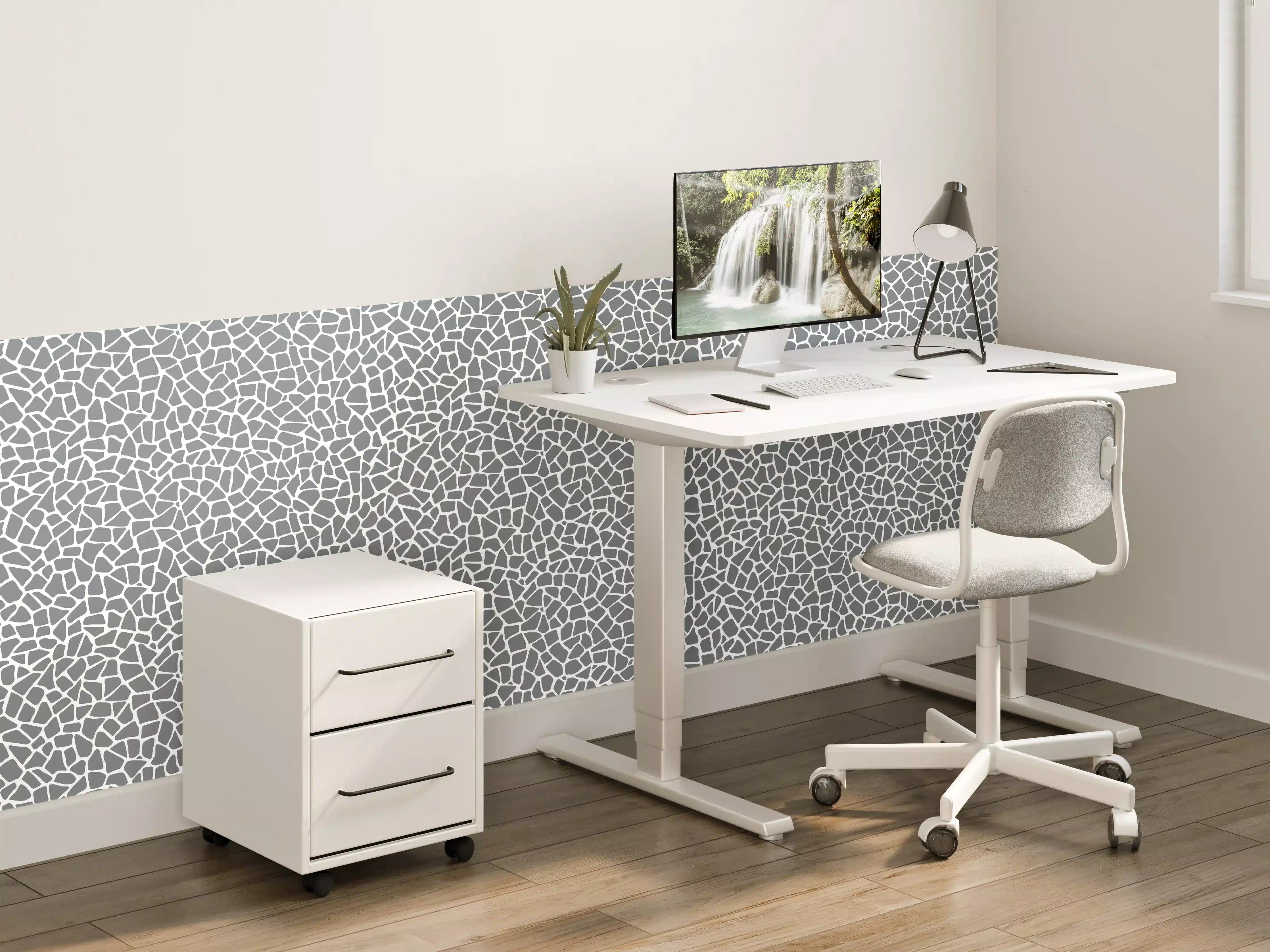 Kinderzimmer Wandgestaltung - Weiße Marmor-Textur mit grauen Linien