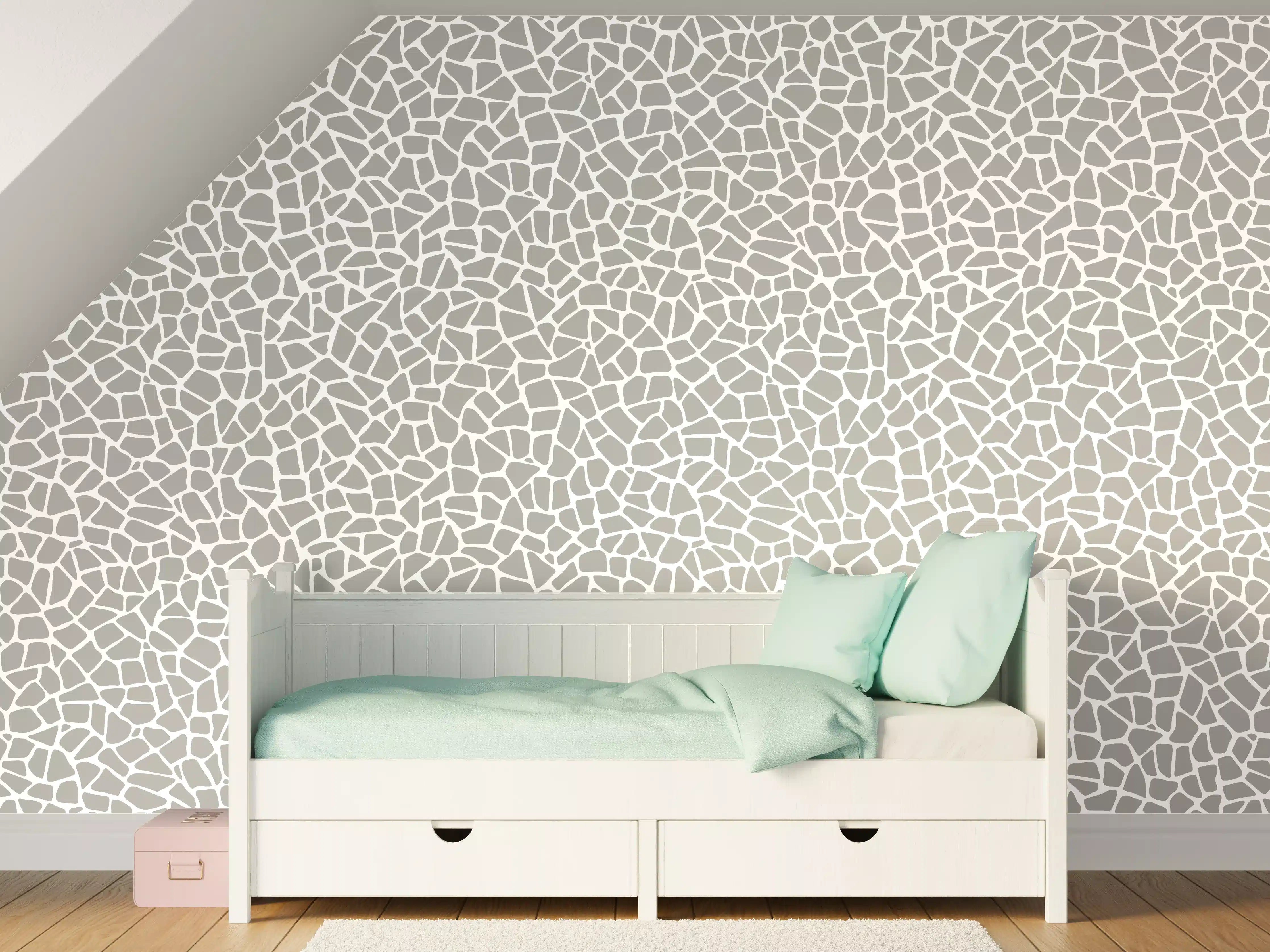 Kinderzimmer Wandgestaltung - Weiße Marmor-Textur mit grauer Struktur