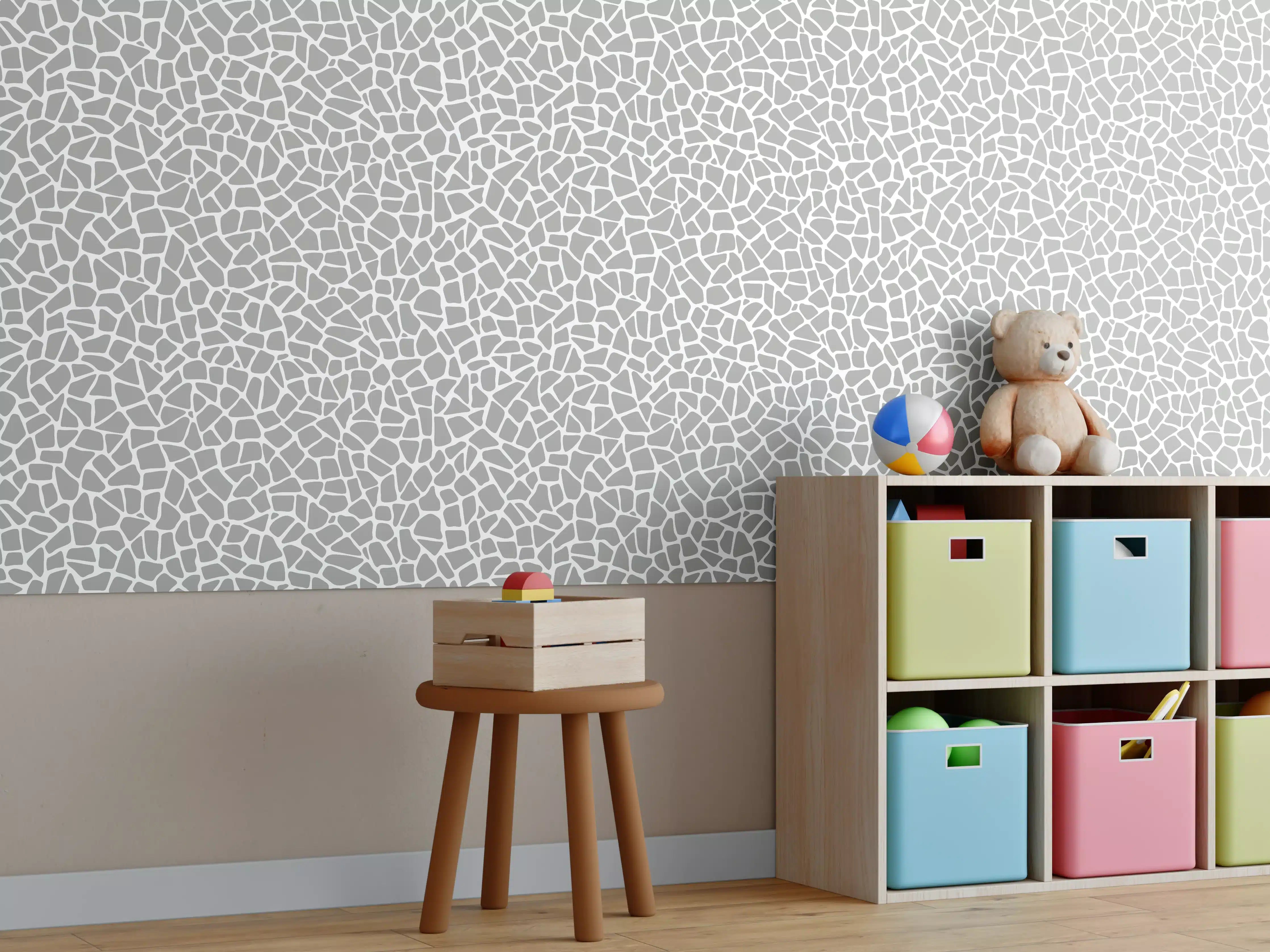 Kinderzimmer Wandgestaltung - Weiße Marmor-Textur mit grauer Struktur