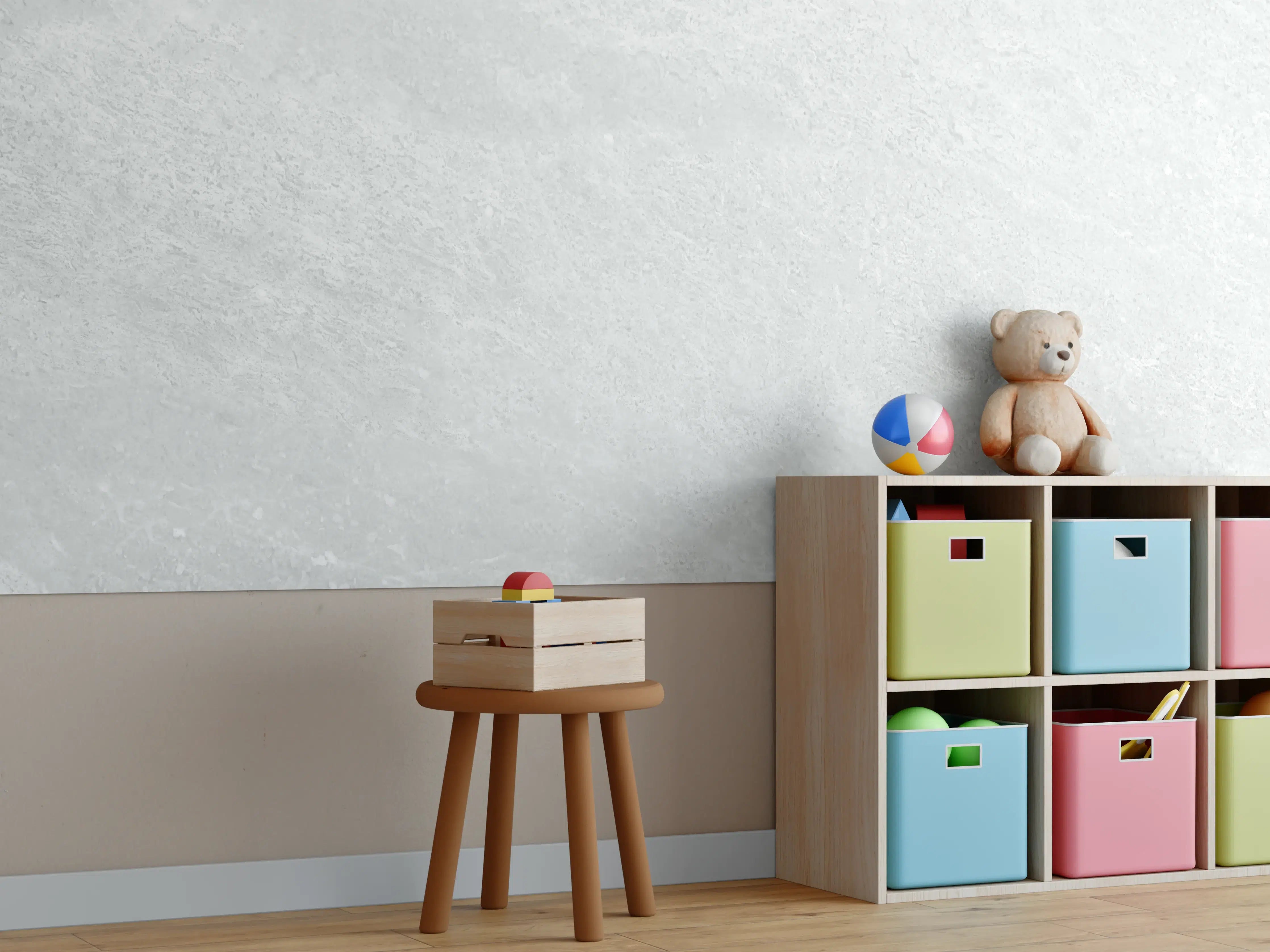 Kinderzimmer Wandgestaltung - Weiße Marmor-Textur mit zartem Grauflecken