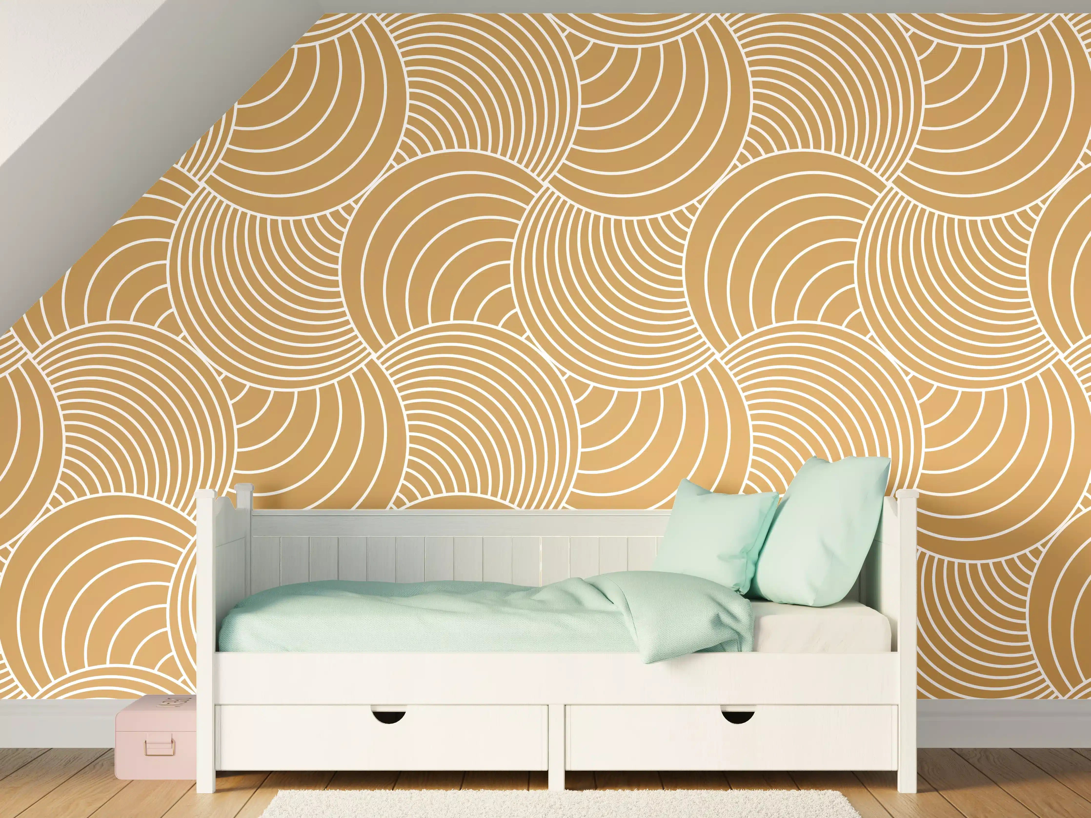 Kinderzimmer Wandgestaltung - Weiße Musterwand mit sanften Linien