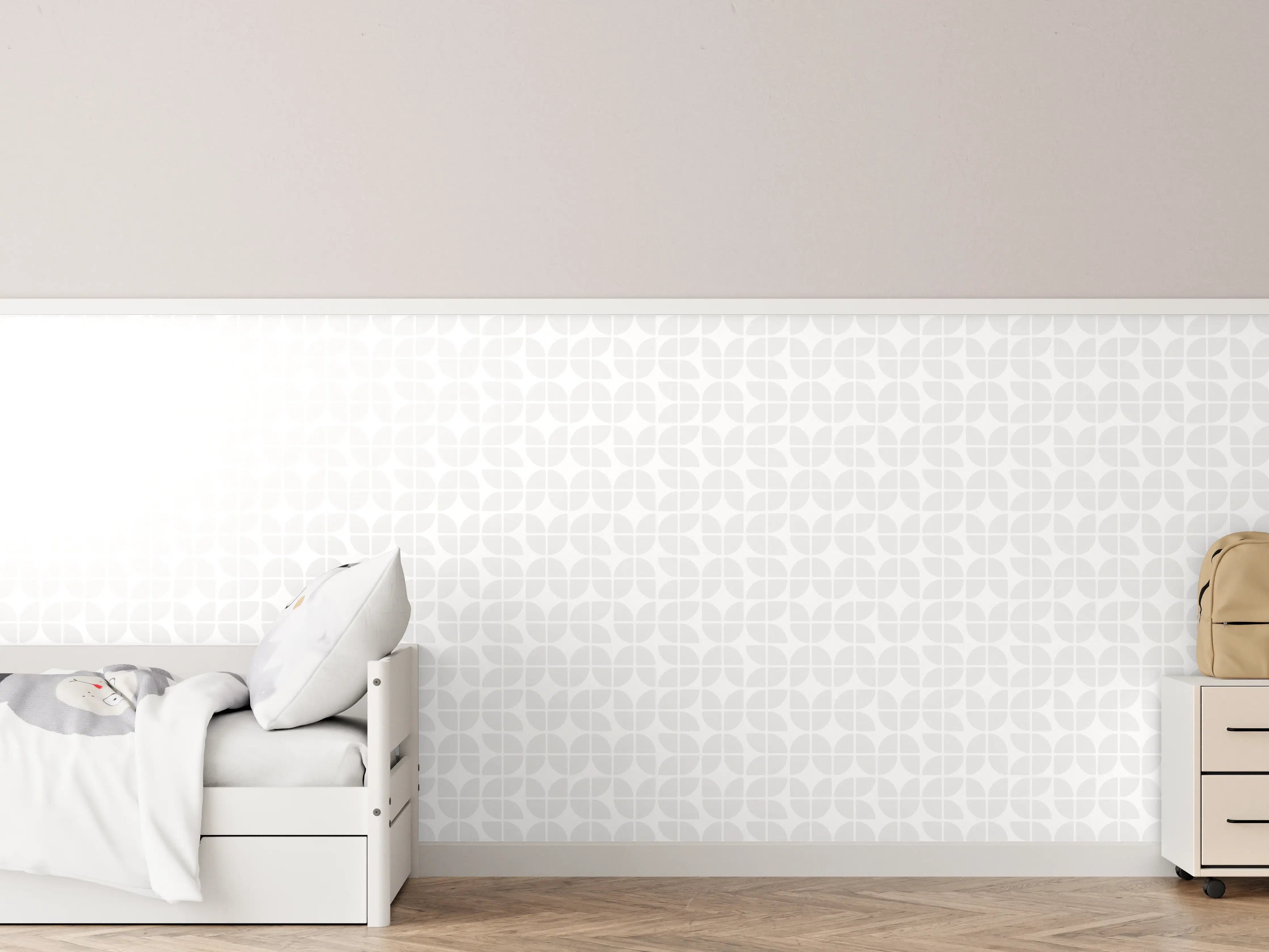 Kinderzimmer Wandgestaltung - Weiße Retro-Fliese mit grauem Akzent