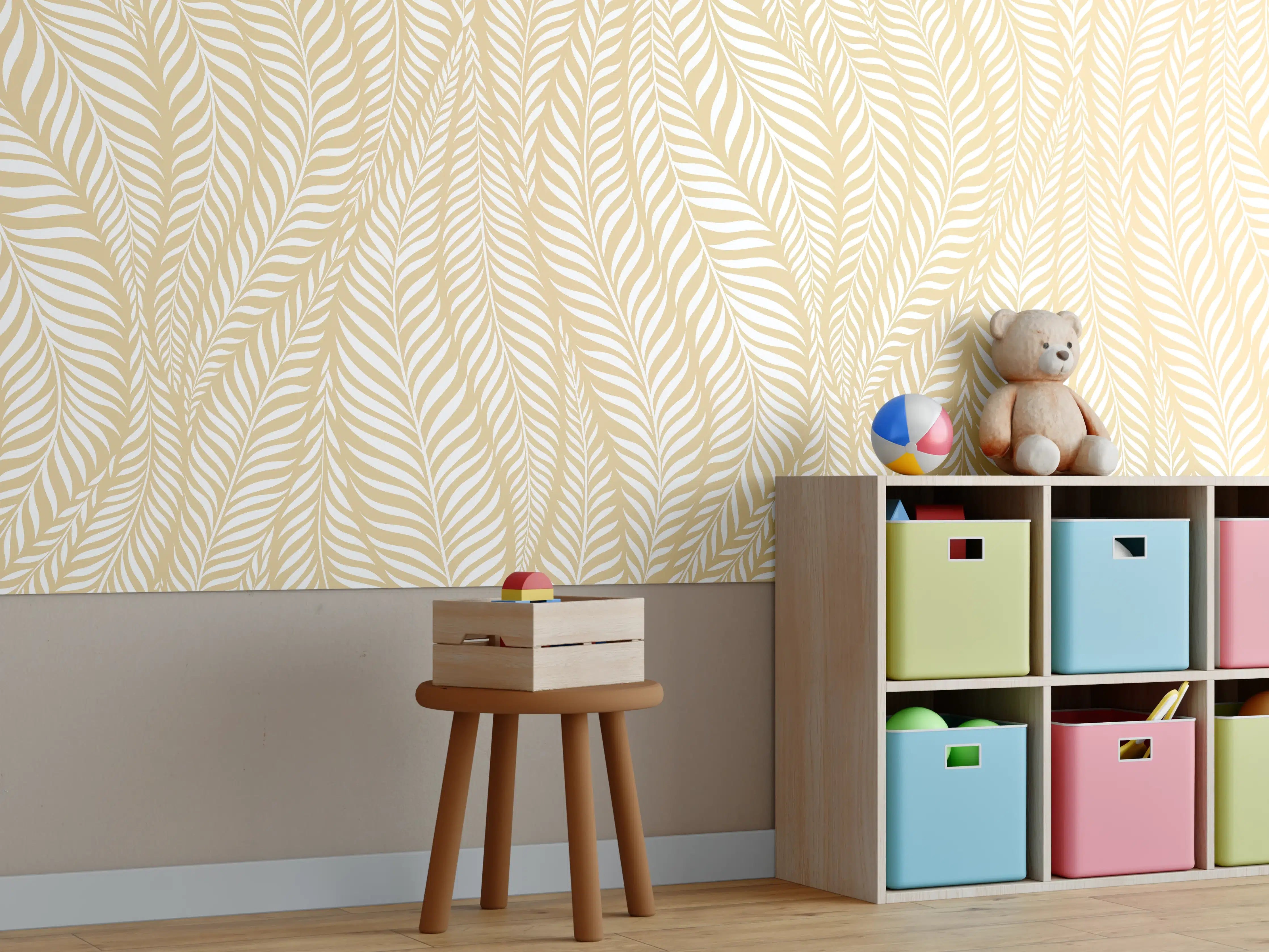 Kinderzimmer Wandgestaltung - Weiße Sandstrände mit goldener Sonne
