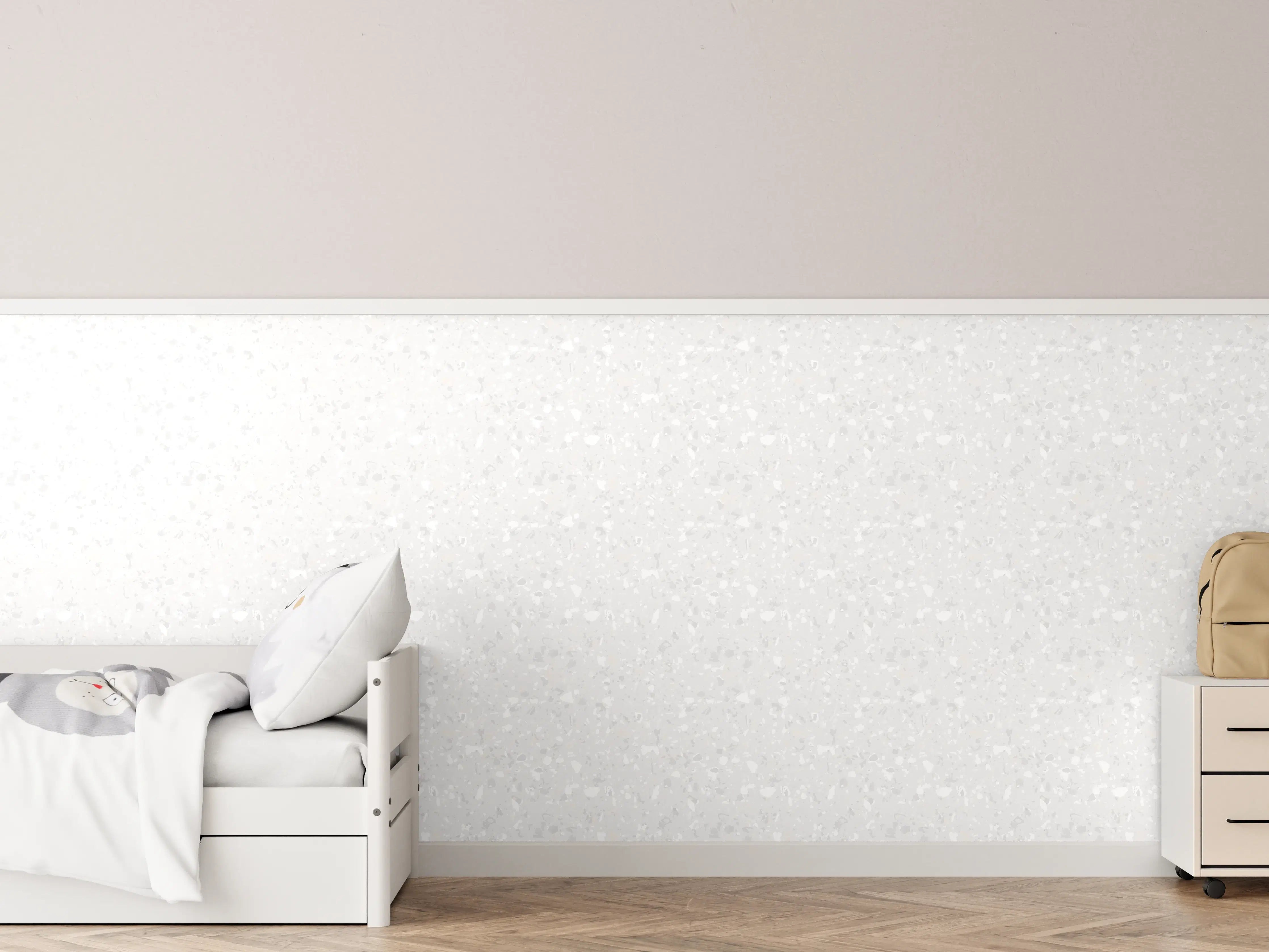 Kinderzimmer Wandgestaltung - Weiße Strukturen mit Grautönen