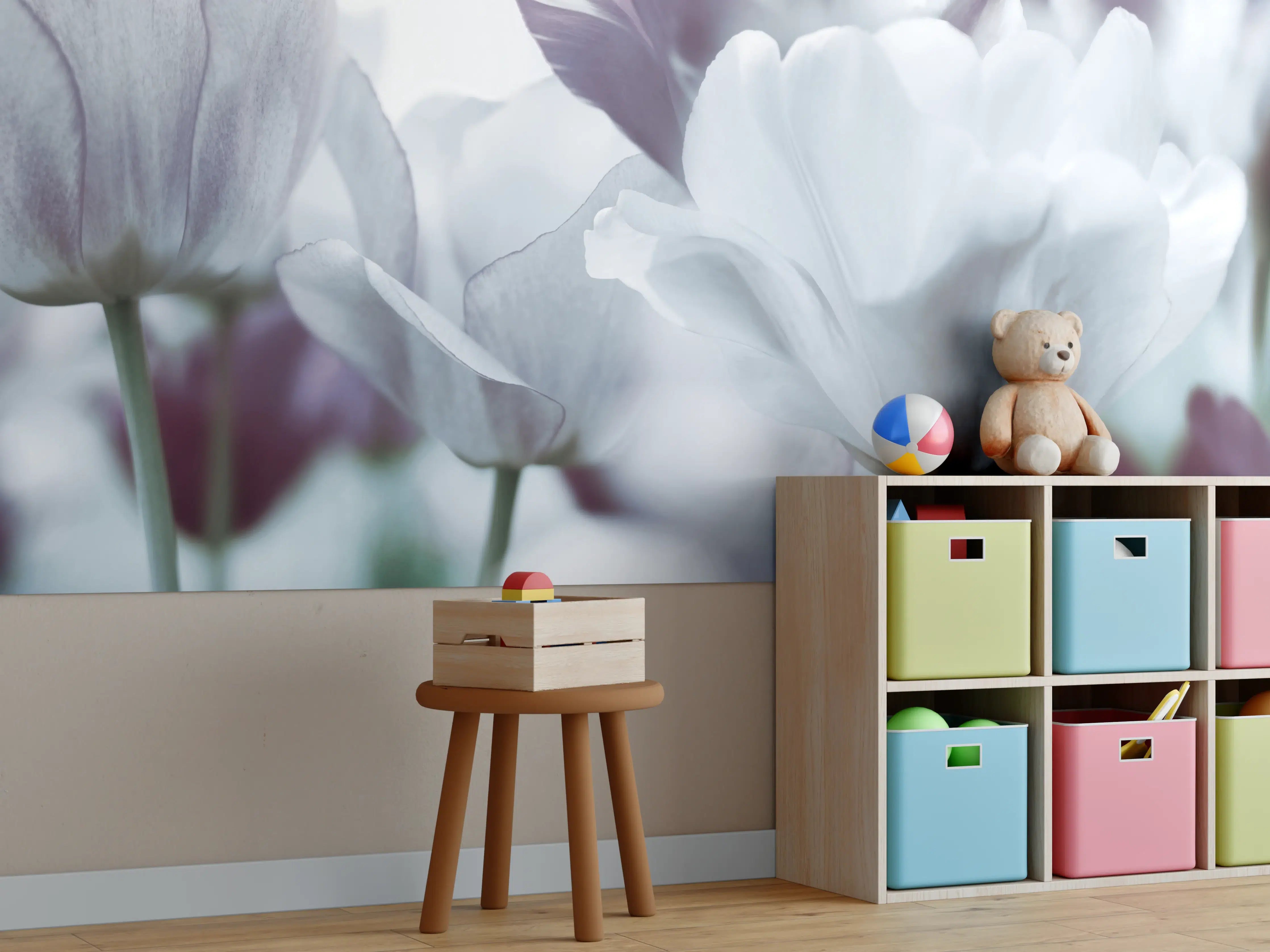 Kinderzimmer Wandgestaltung - Weiße Tulpen