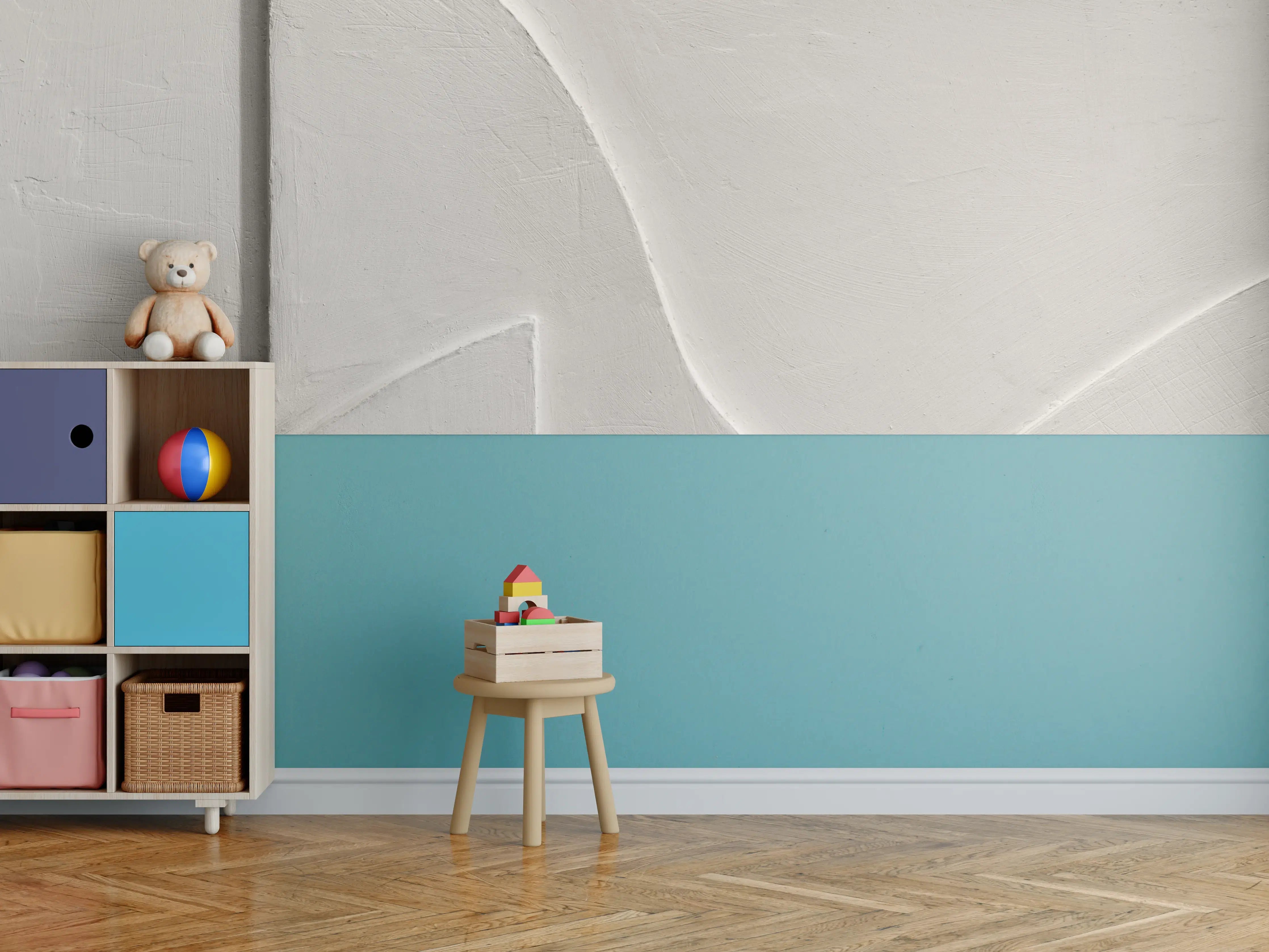 Kinderzimmer Wandgestaltung - Weiße Wand mit 3D-Struktur