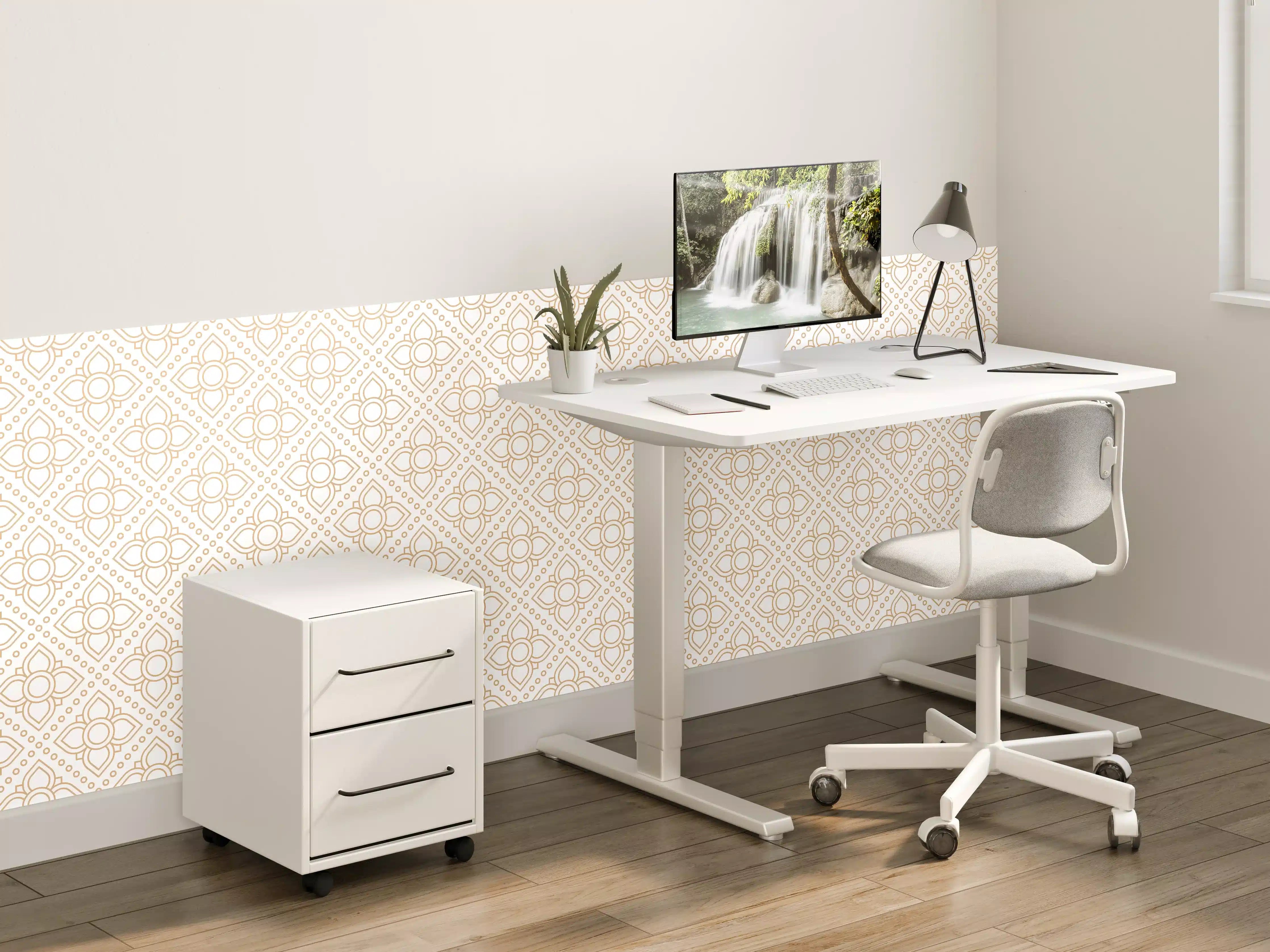 Kinderzimmer Wandgestaltung - Weiße Wand mit goldener Musterstruktur