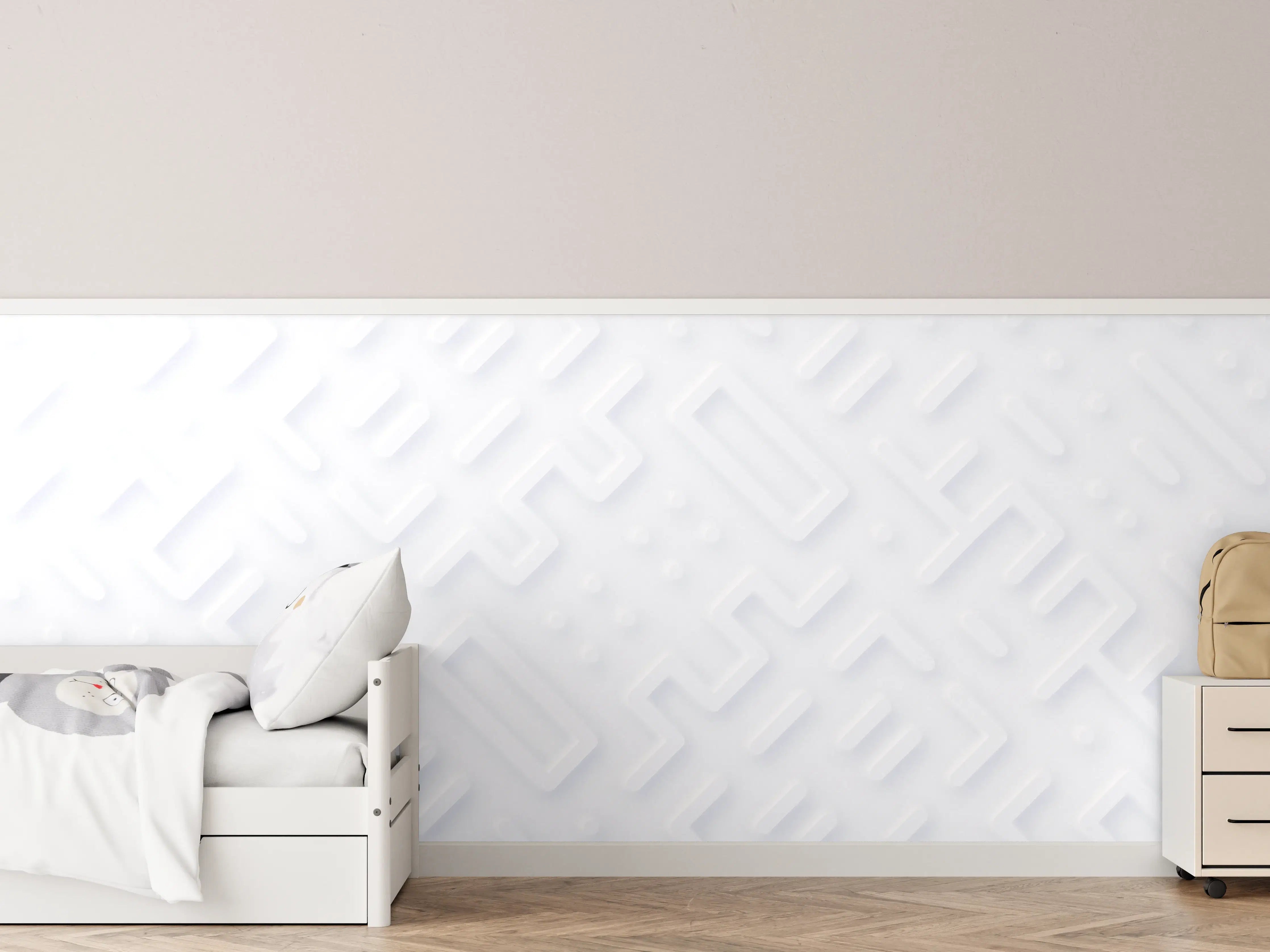Kinderzimmer Wandgestaltung - Weiße Wand mit strukturiertem Relief