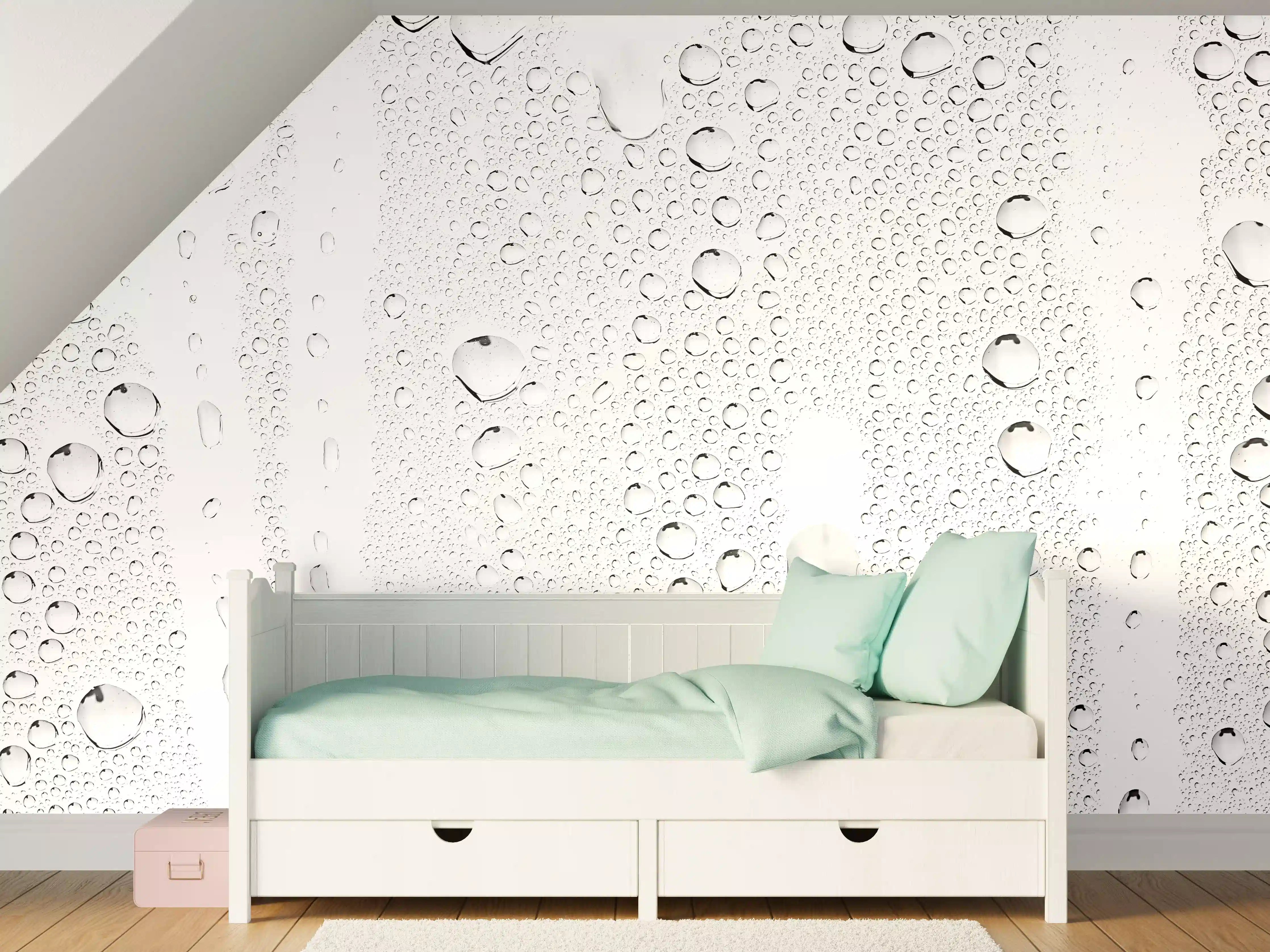 Kinderzimmer Wandgestaltung - Weiße Wasseroberfläche mit Wassertropfen
