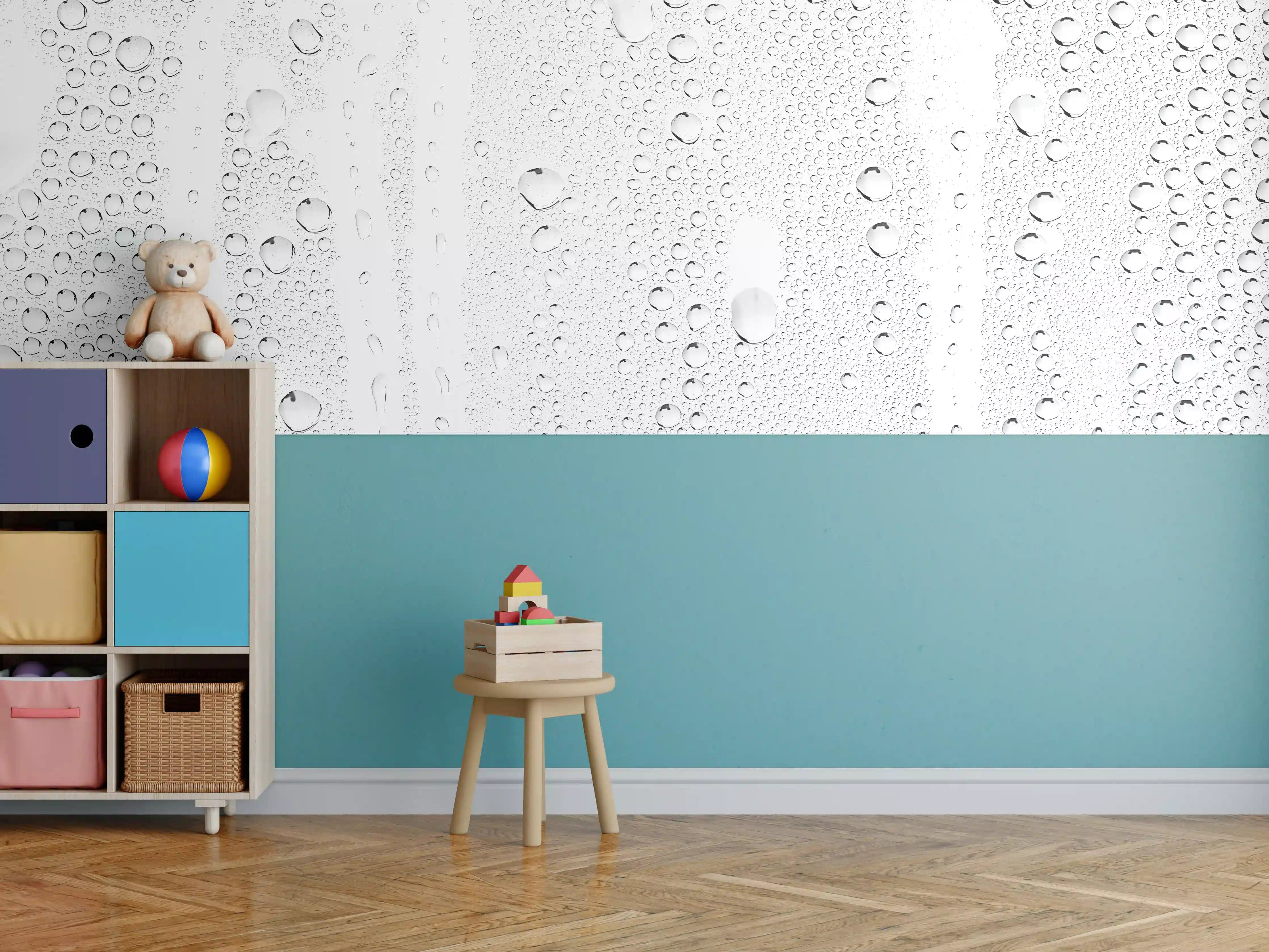 Kinderzimmer Wandgestaltung - Weiße Wasseroberfläche mit Wassertropfen