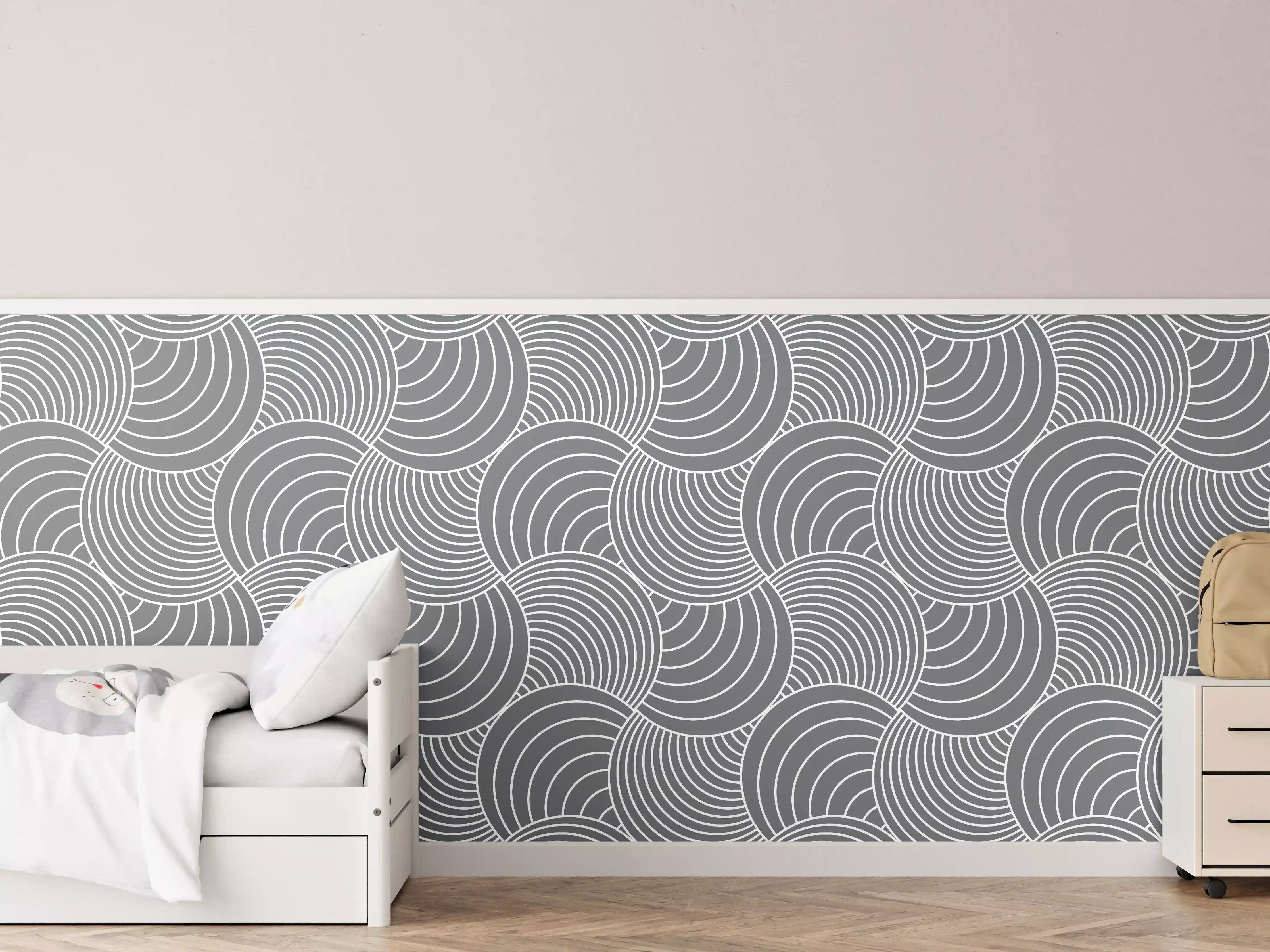 Kinderzimmer Wandgestaltung - Weiße Wellen-Grafik in der Küche