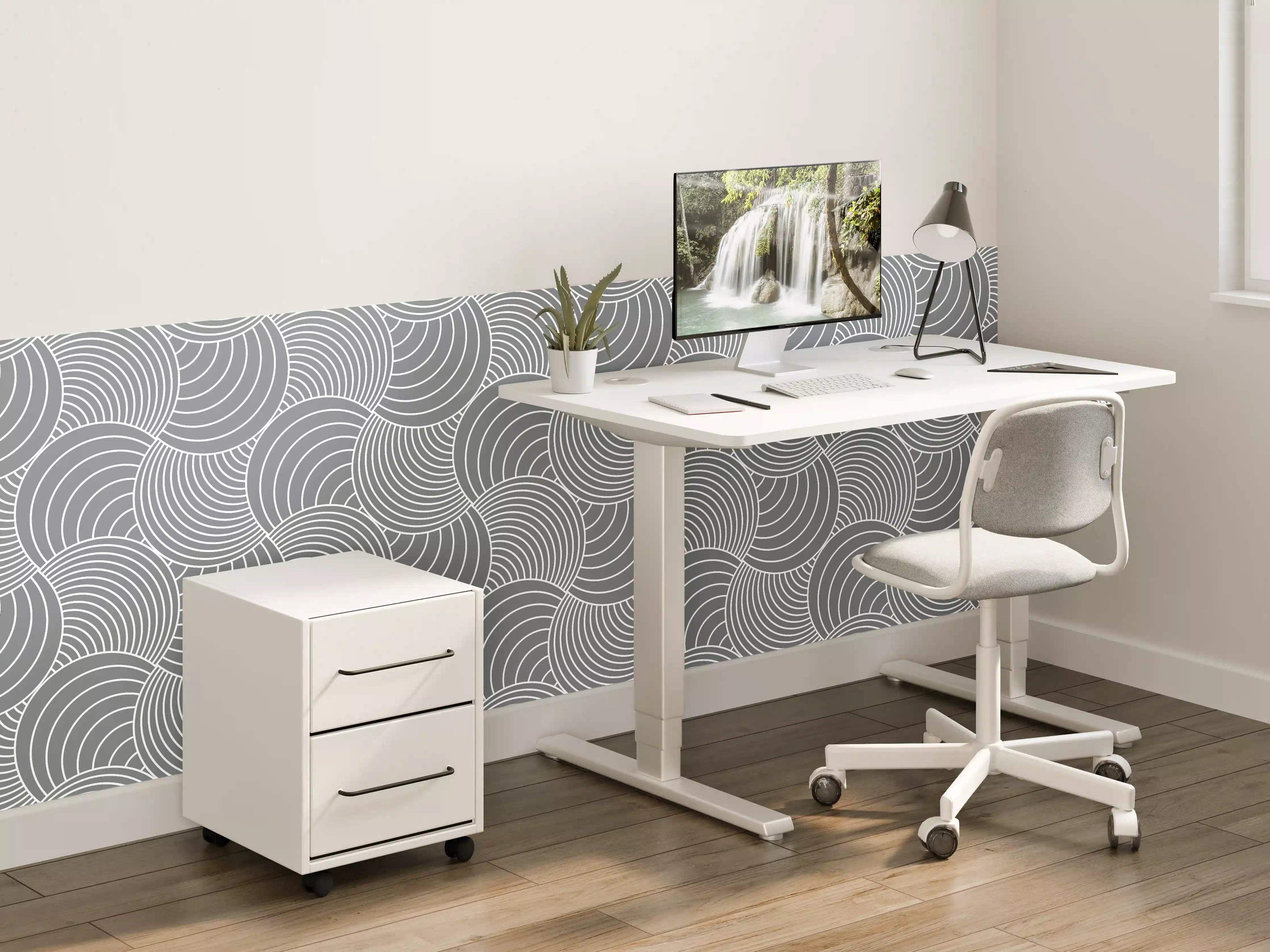 Kinderzimmer Wandgestaltung - Weiße Wellen-Grafik in der Küche